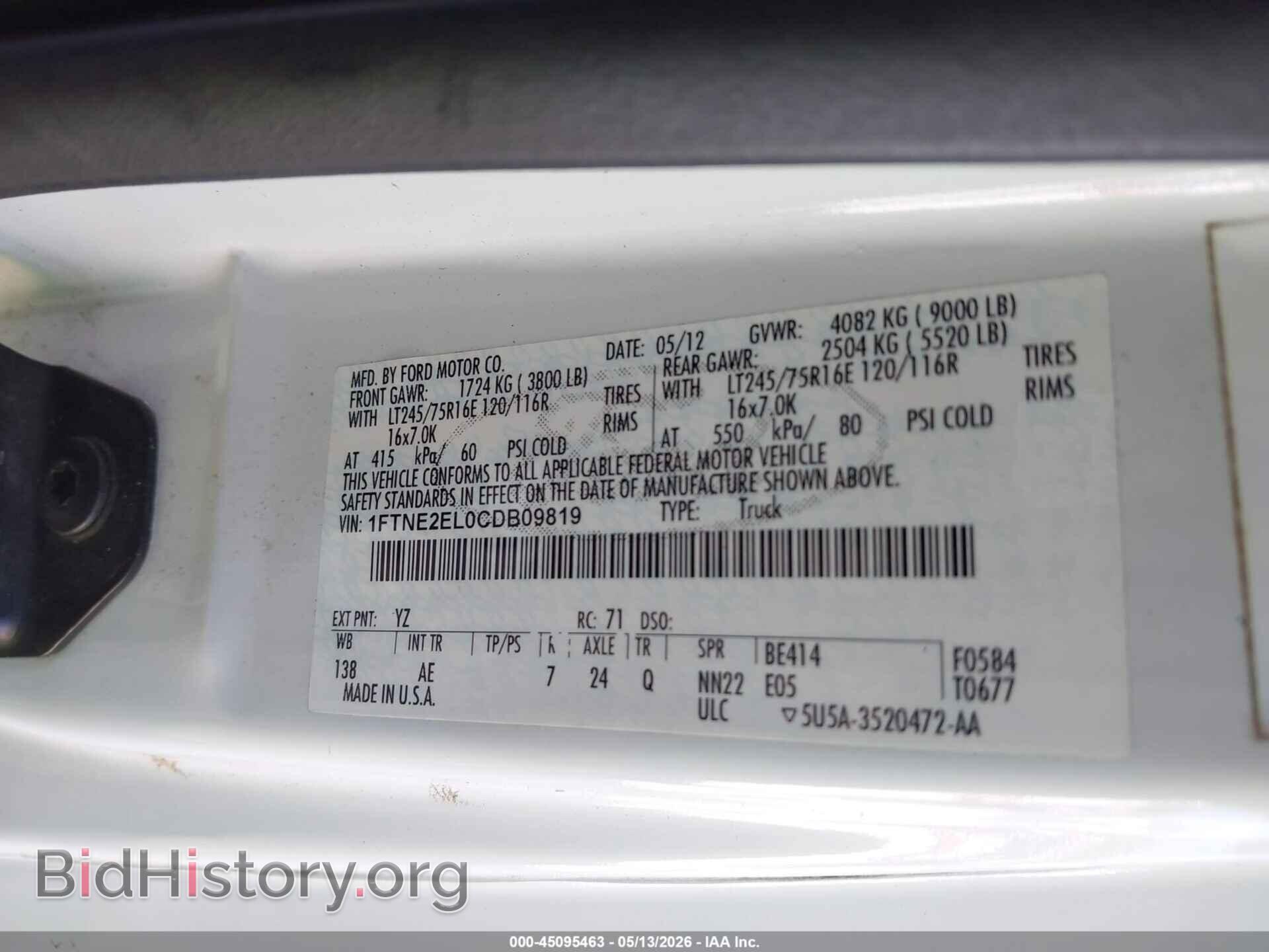 2012 FORD E-250 - VIN: 1FTNE2EL0CDB09819 - Photo 9
