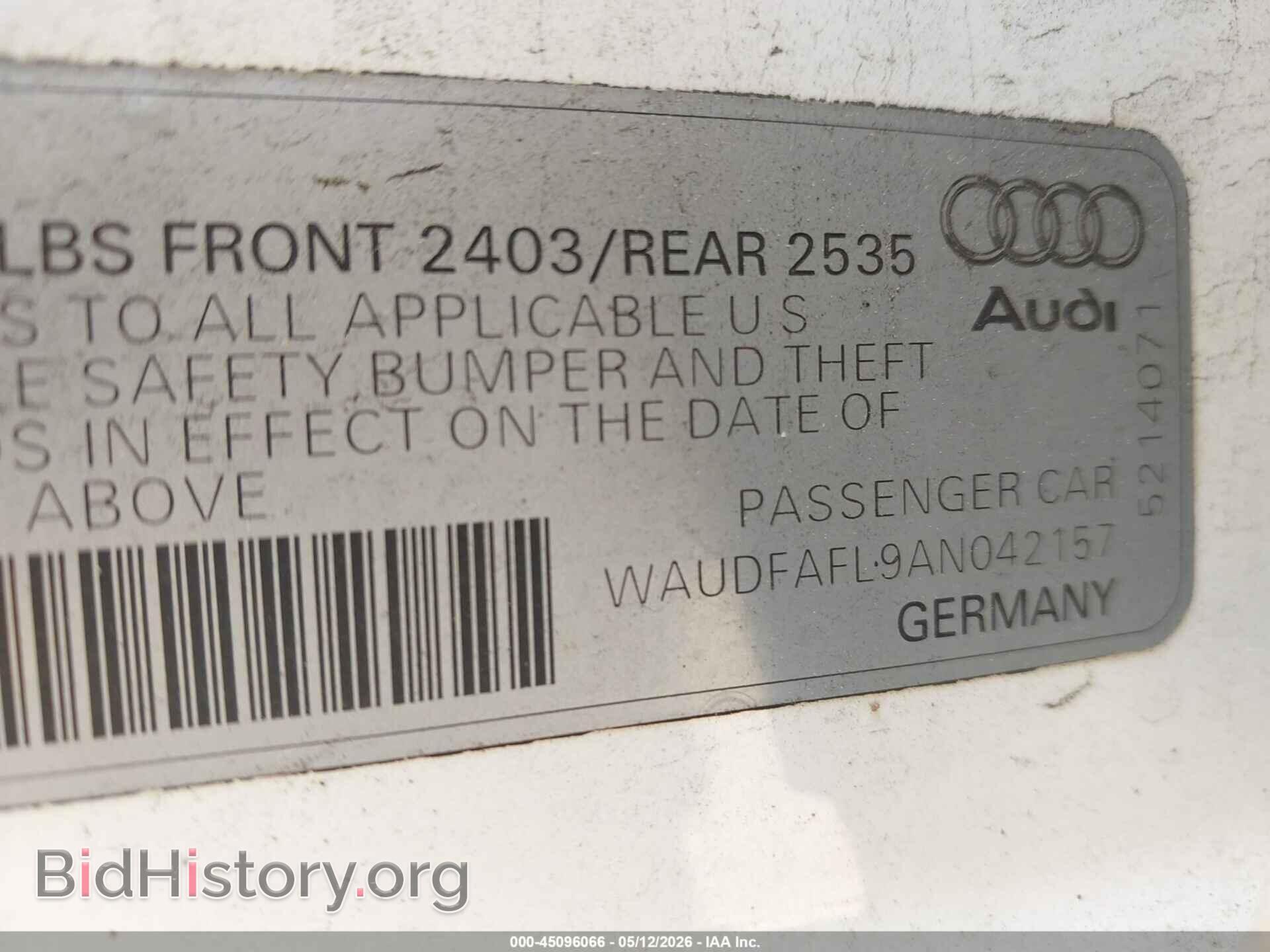 2010 AUDI A4 - VIN: WAUDFAFL9AN042157 - Фото 9