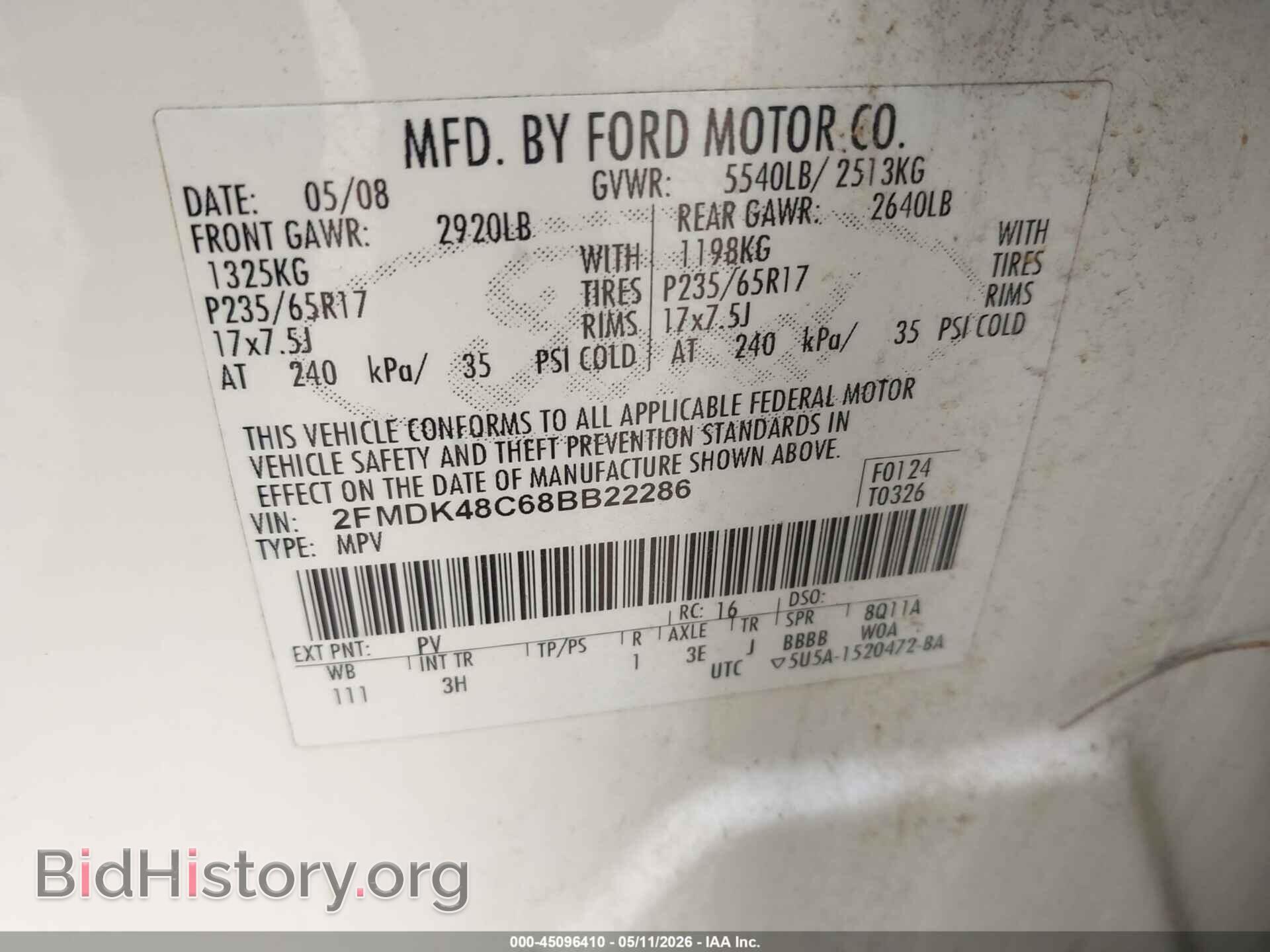 2008 FORD EDGE - VIN: 2FMDK48C68BB22286 - Фото 9