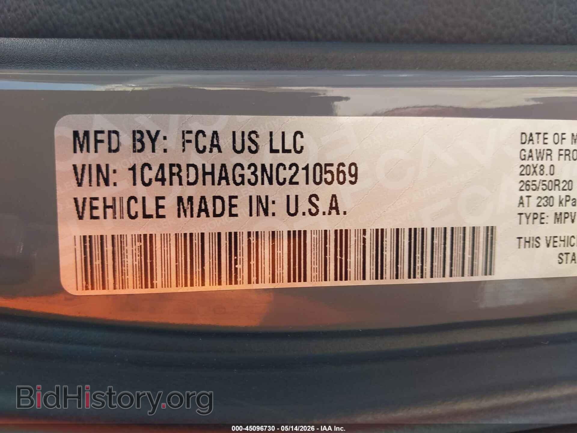 2022 DODGE DURANGO - VIN: 1C4RDHAG3NC210569 - Фото 9