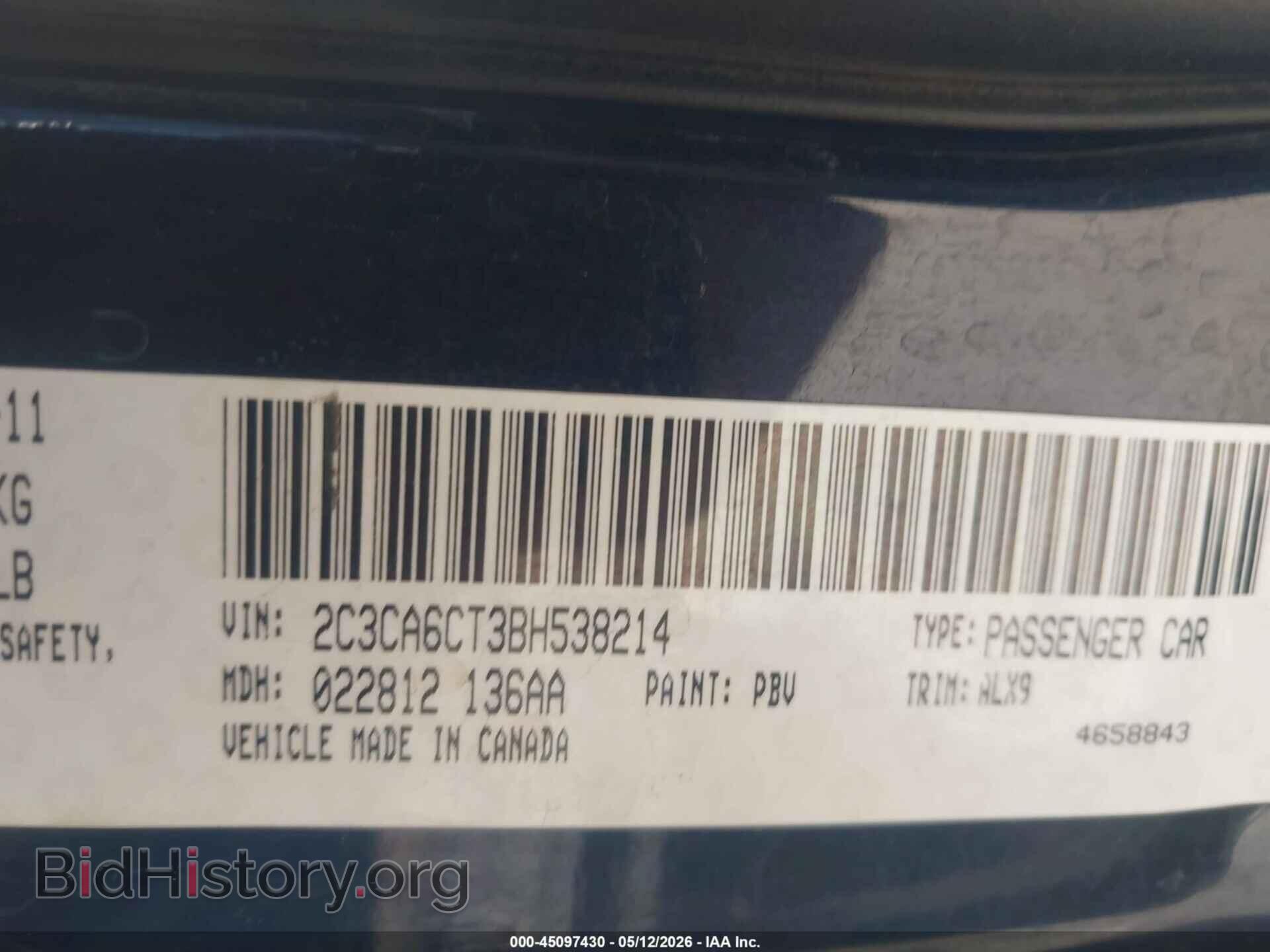 2011 CHRYSLER 300C - VIN: 2C3CA6CT3BH538214 - Фото 9