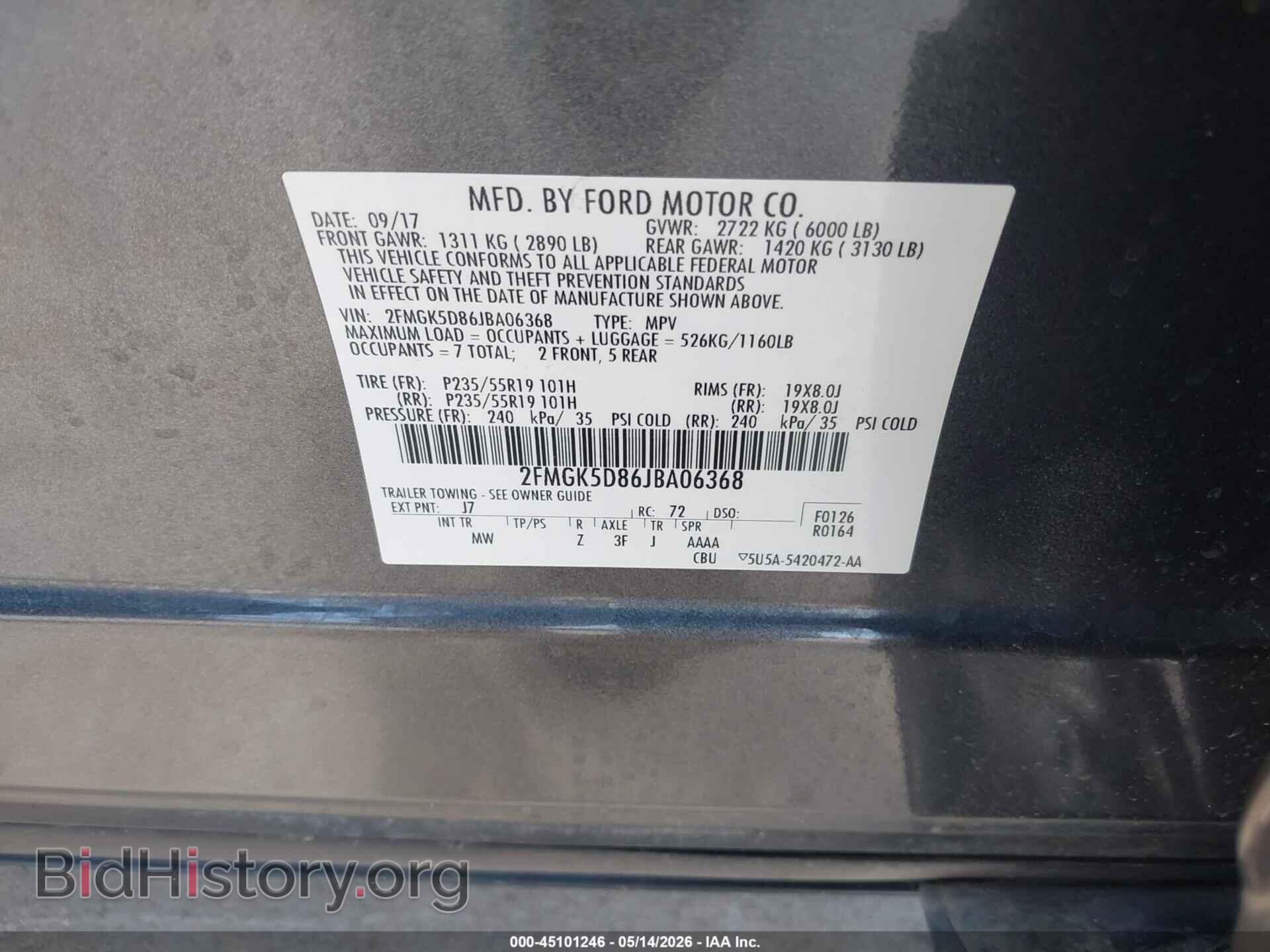 2018 FORD FLEX - VIN: 2FMGK5D86JBA06368 - Photo 9
