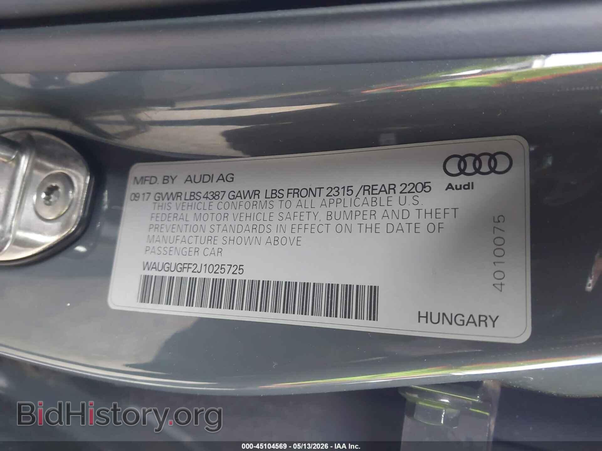 2018 AUDI A3 - VIN: WAUGUGFF2J1025725 - Фото 9