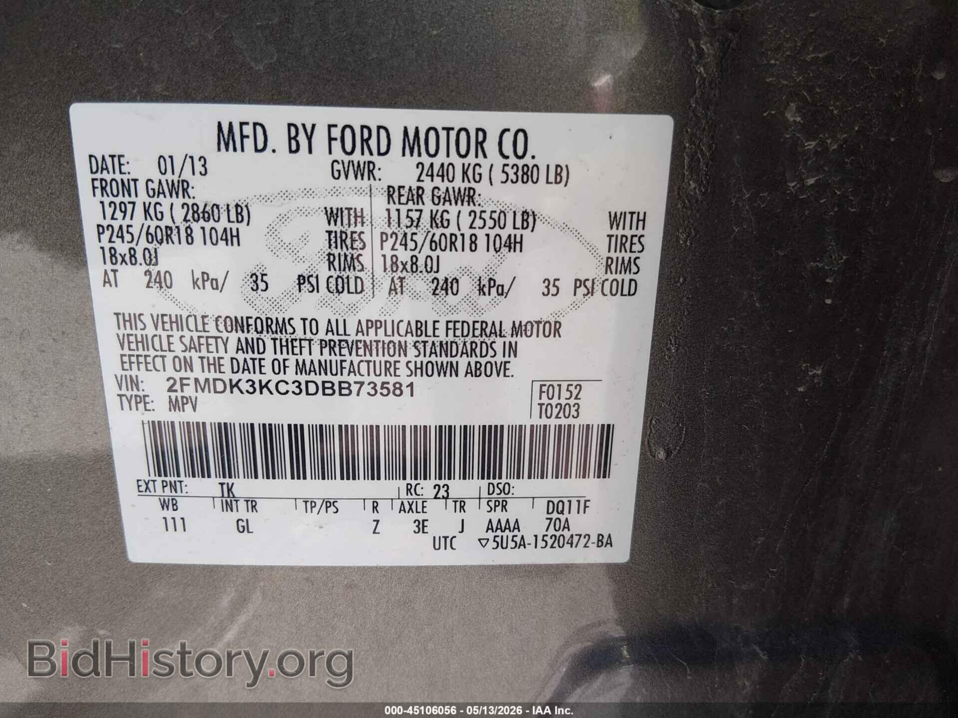 2013 FORD EDGE - VIN: 2FMDK3KC3DBB73581 - Photo 9