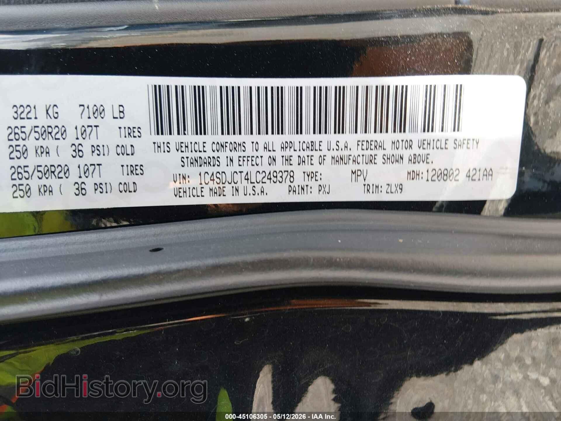 2020 DODGE DURANGO - VIN: 1C4SDJCT4LC249378 - Photo 9