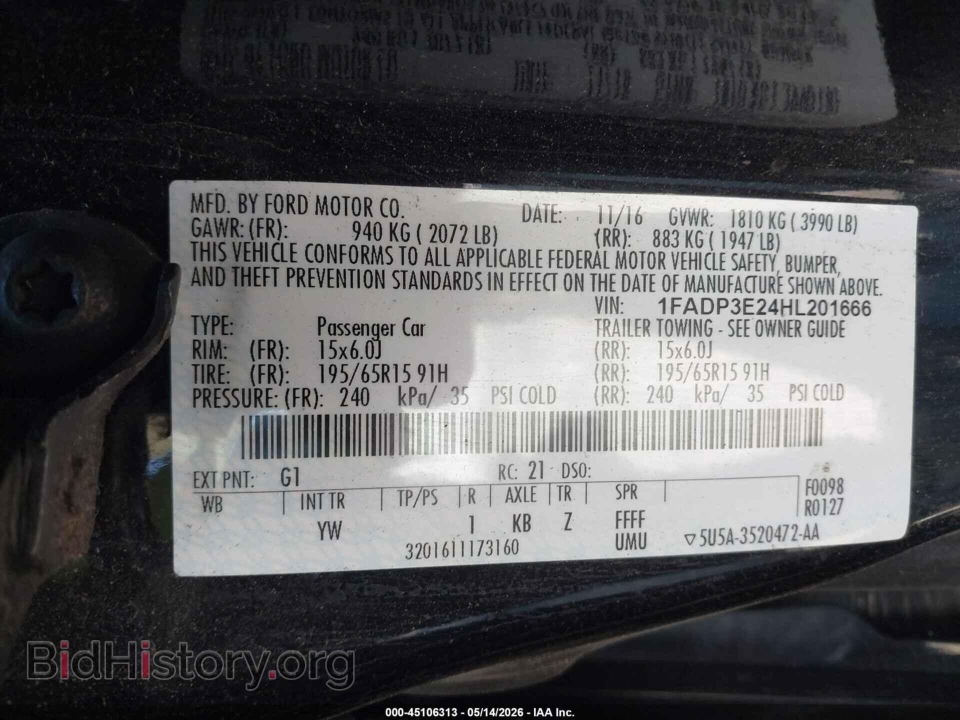 2017 FORD FOCUS - VIN: 1FADP3E24HL201666 - Фото 9