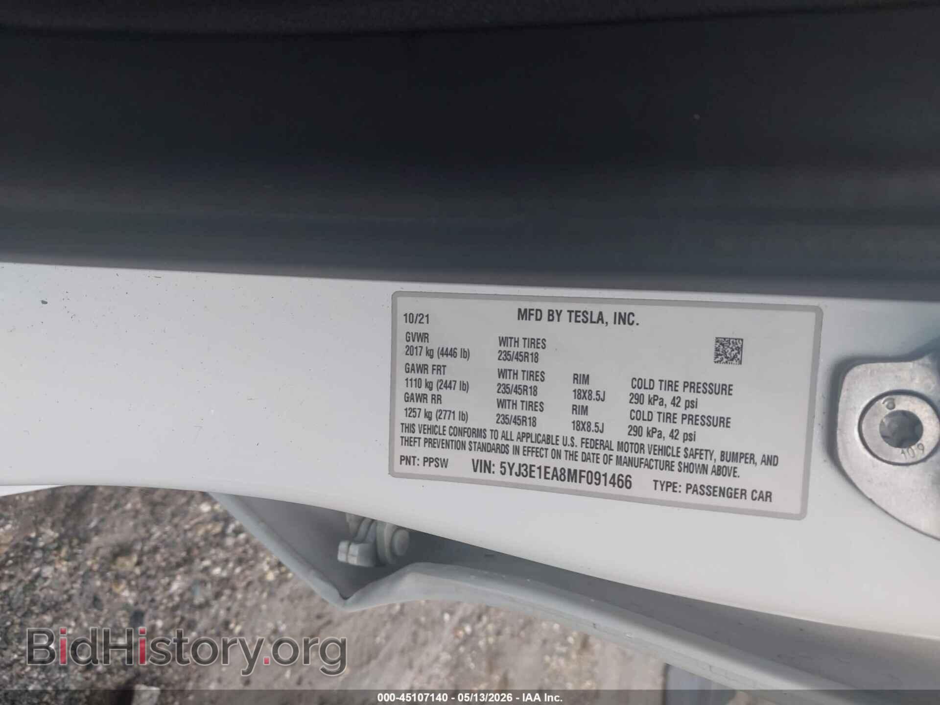 2021 TESLA MODEL 3 - VIN: 5YJ3E1EA8MF091466 - Photo 9
