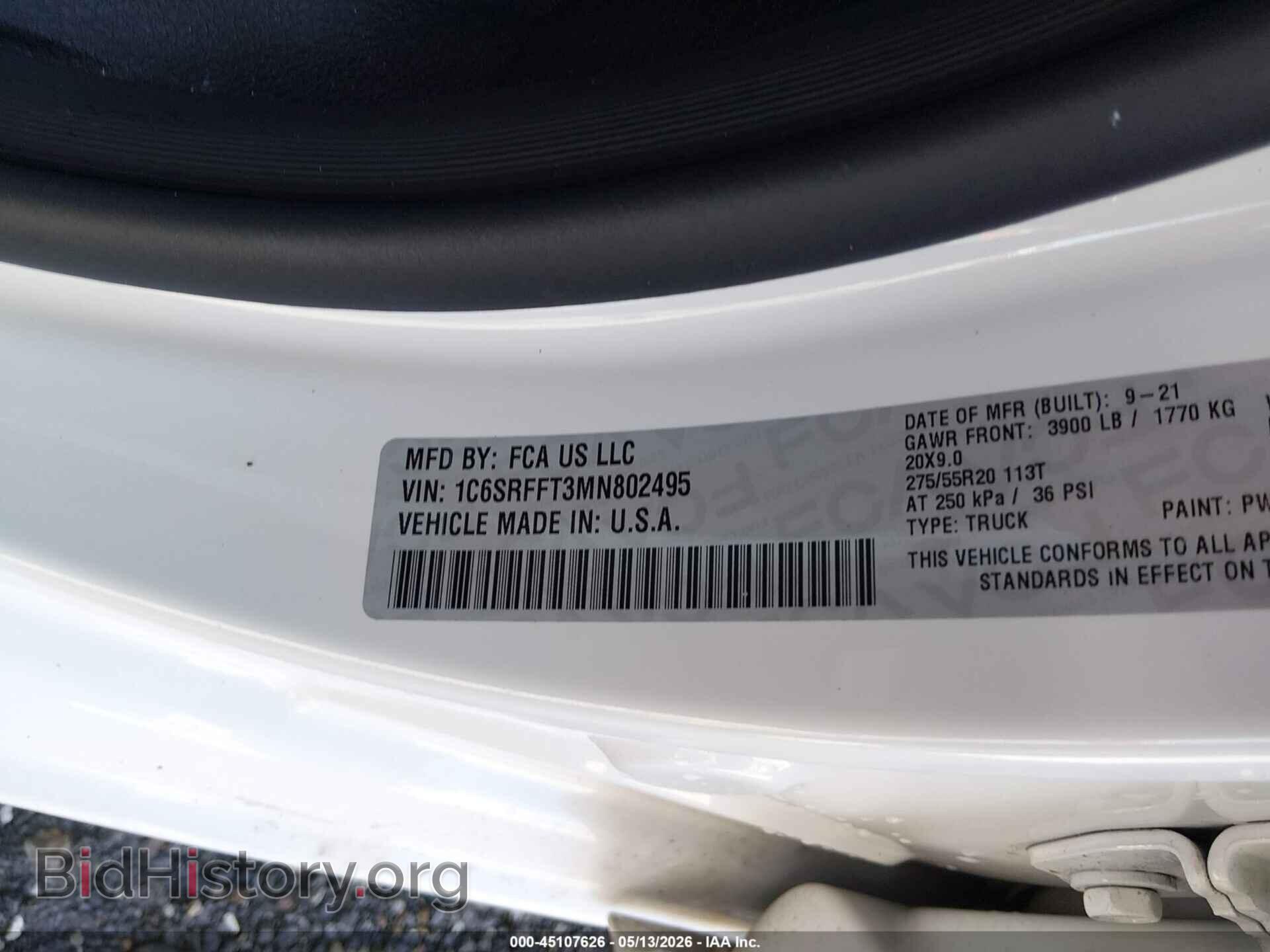 2021 RAM 1500 - VIN: 1C6SRFFT3MN802495 - Фото 9