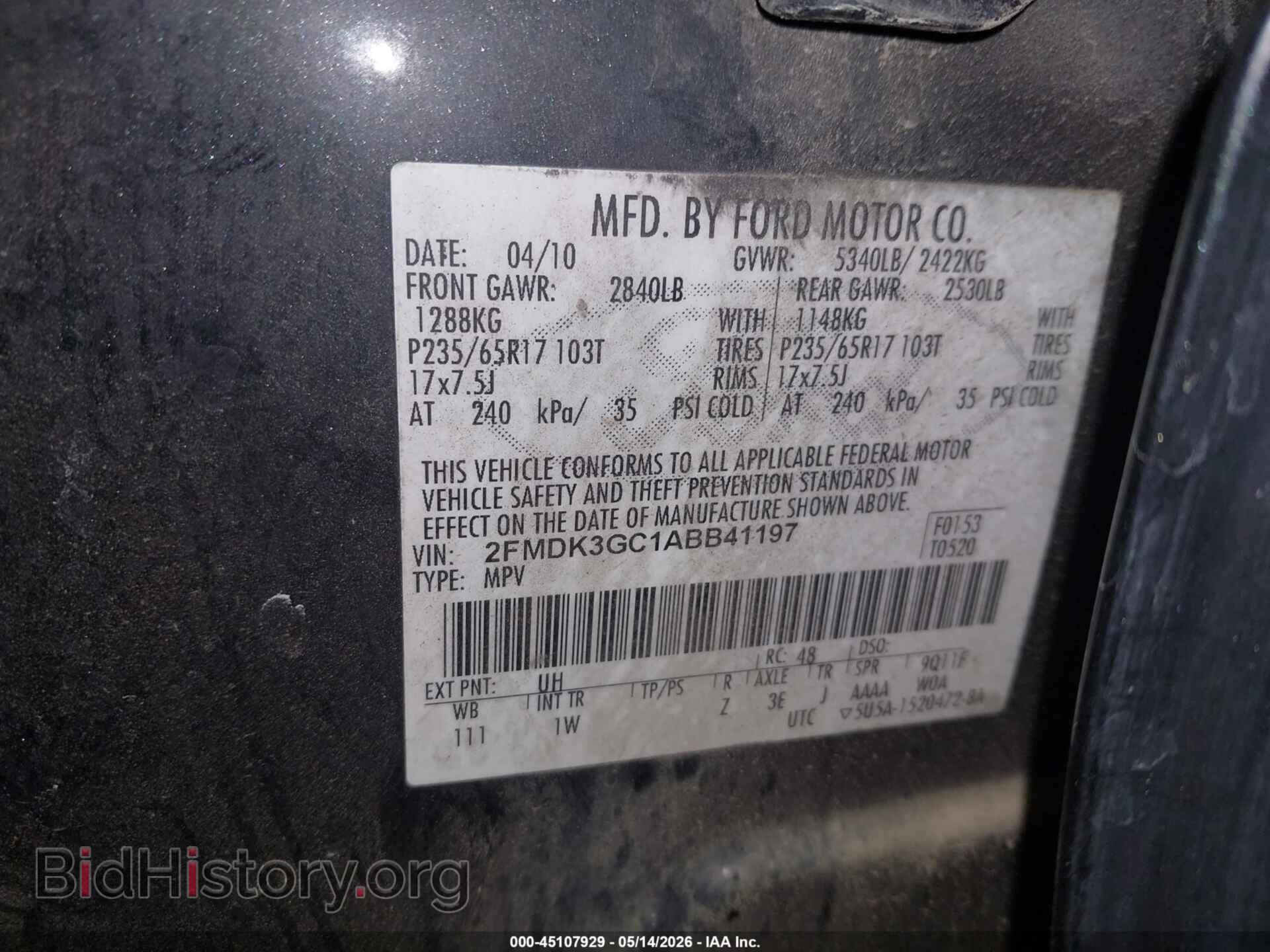2010 FORD EDGE - VIN: 2FMDK3GC1ABB41197 - Фото 9