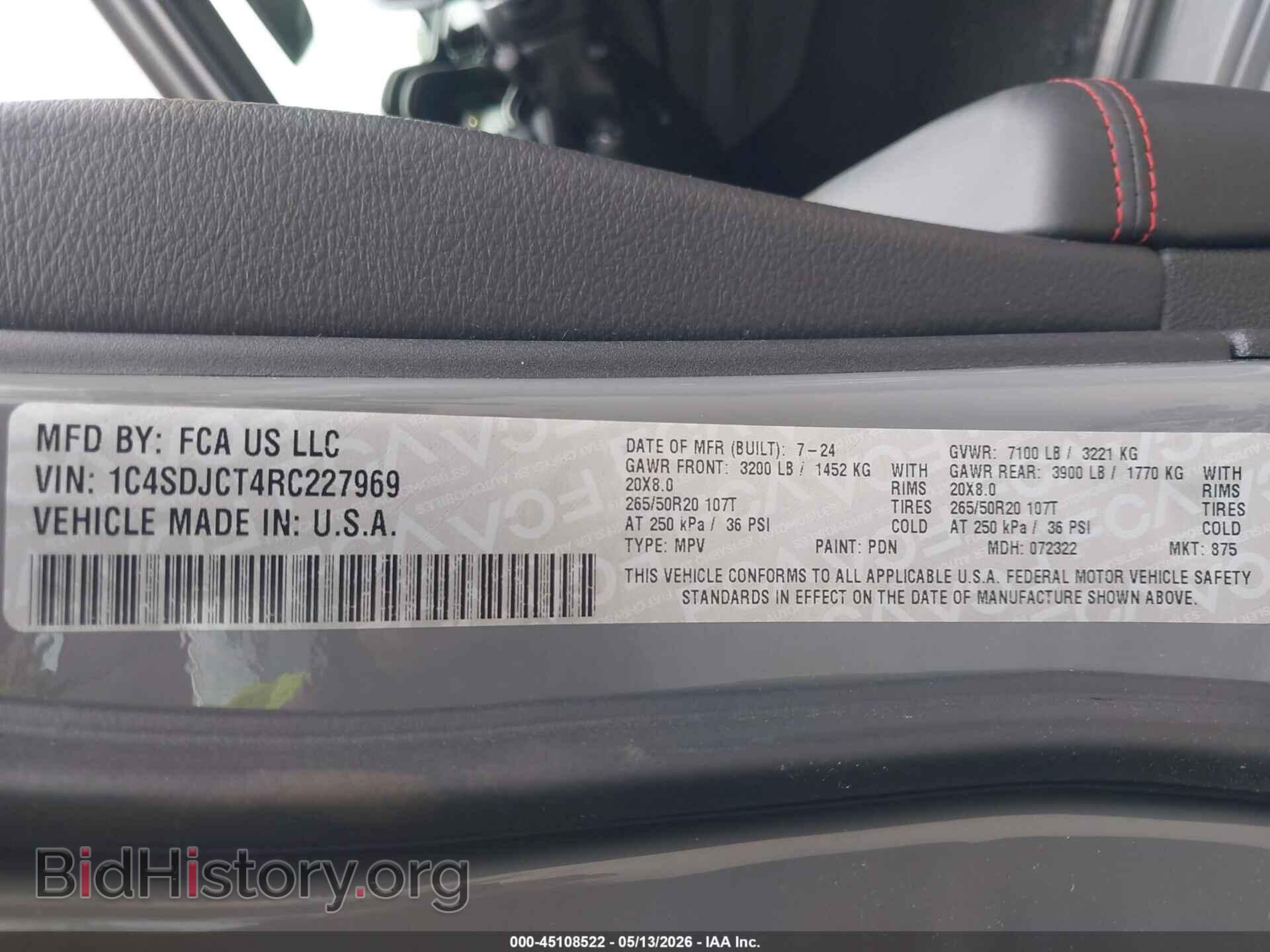 2024 DODGE DURANGO - VIN: 1C4SDJCT4RC227969 - Фото 9