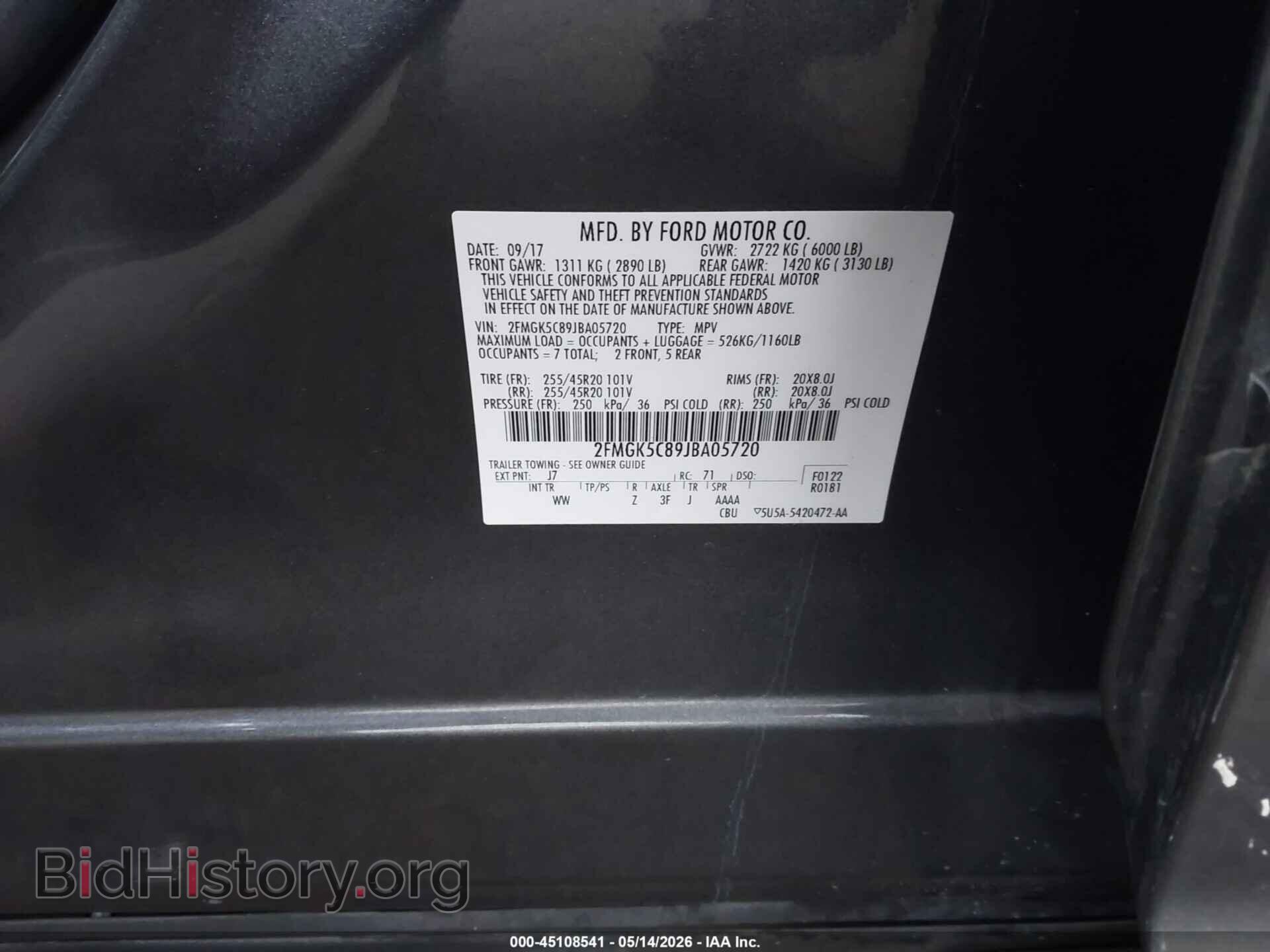 2018 FORD FLEX - VIN: 2FMGK5C89JBA05720 - Photo 9