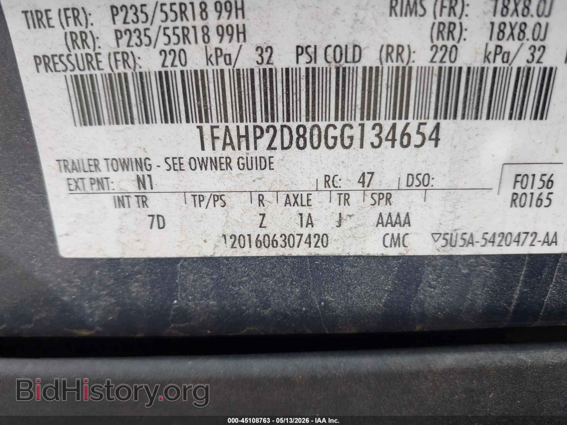 2016 FORD TAURUS - VIN: 1FAHP2D80GG134654 - Photo 9
