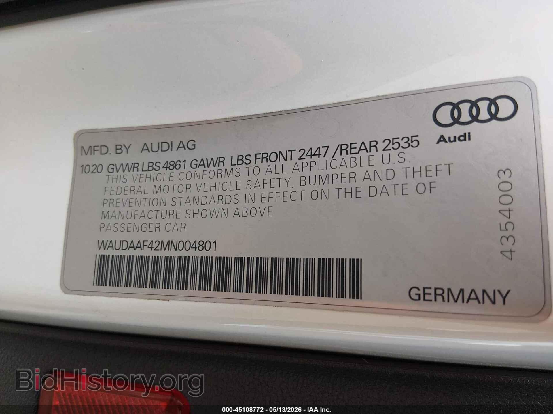 2021 AUDI A4 - VIN: WAUDAAF42MN004801 - Фото 9