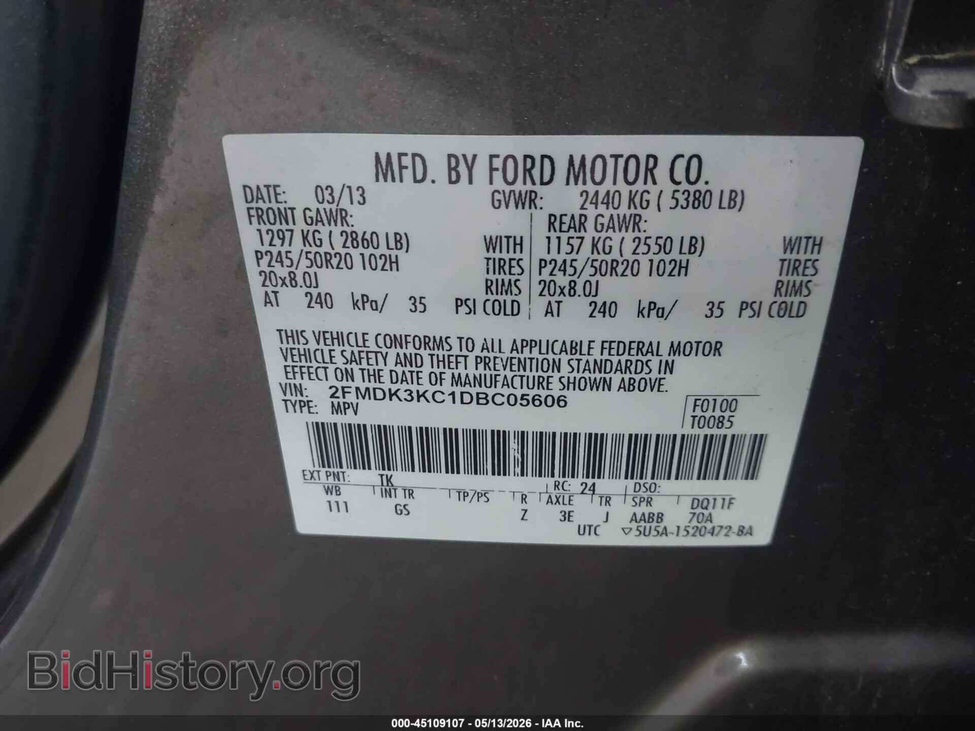 2013 FORD EDGE - VIN: 2FMDK3KC1DBC05606 - Photo 9