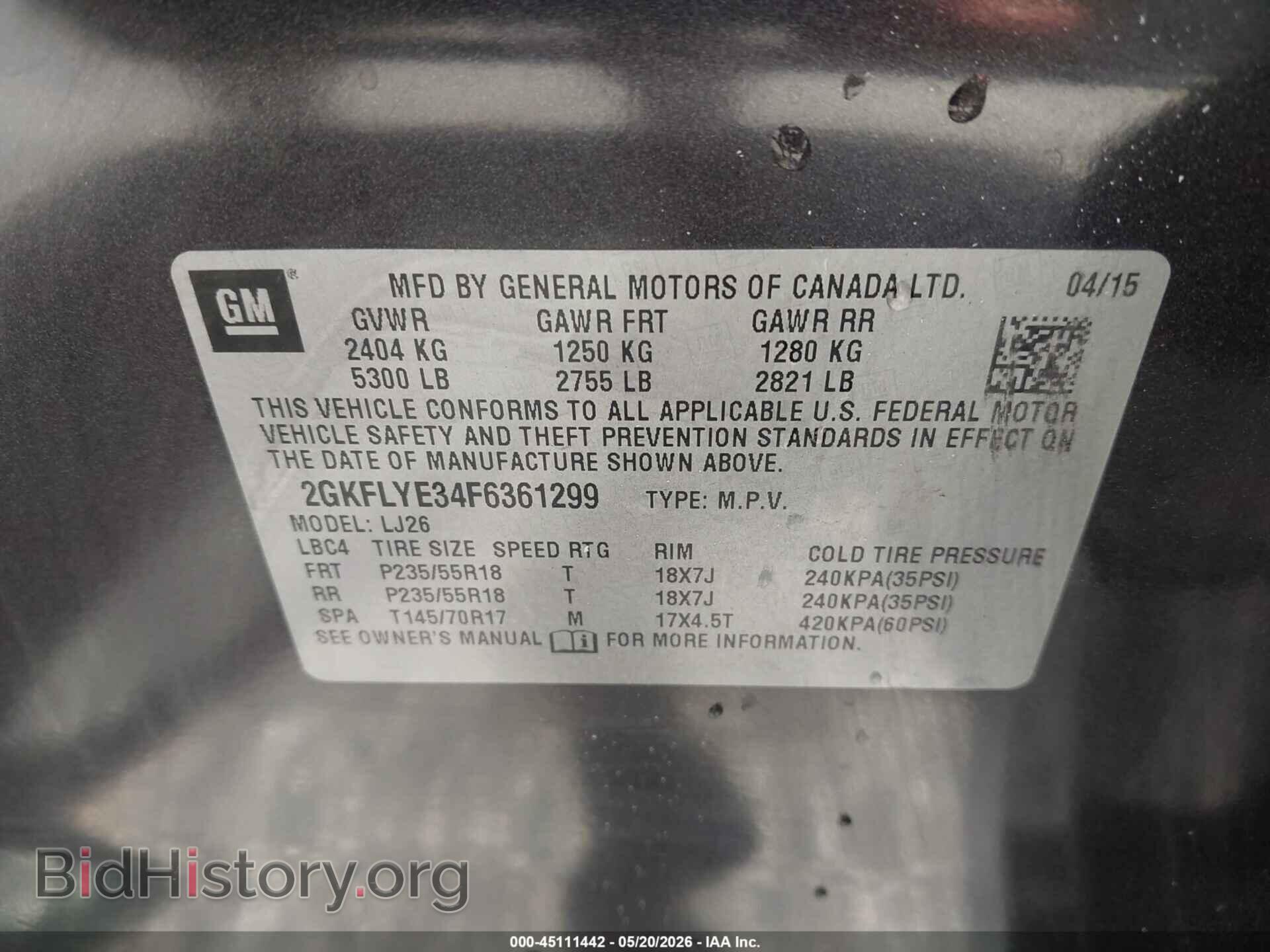 2015 GMC TERRAIN - VIN: 2GKFLYE34F6361299 - Photo 9