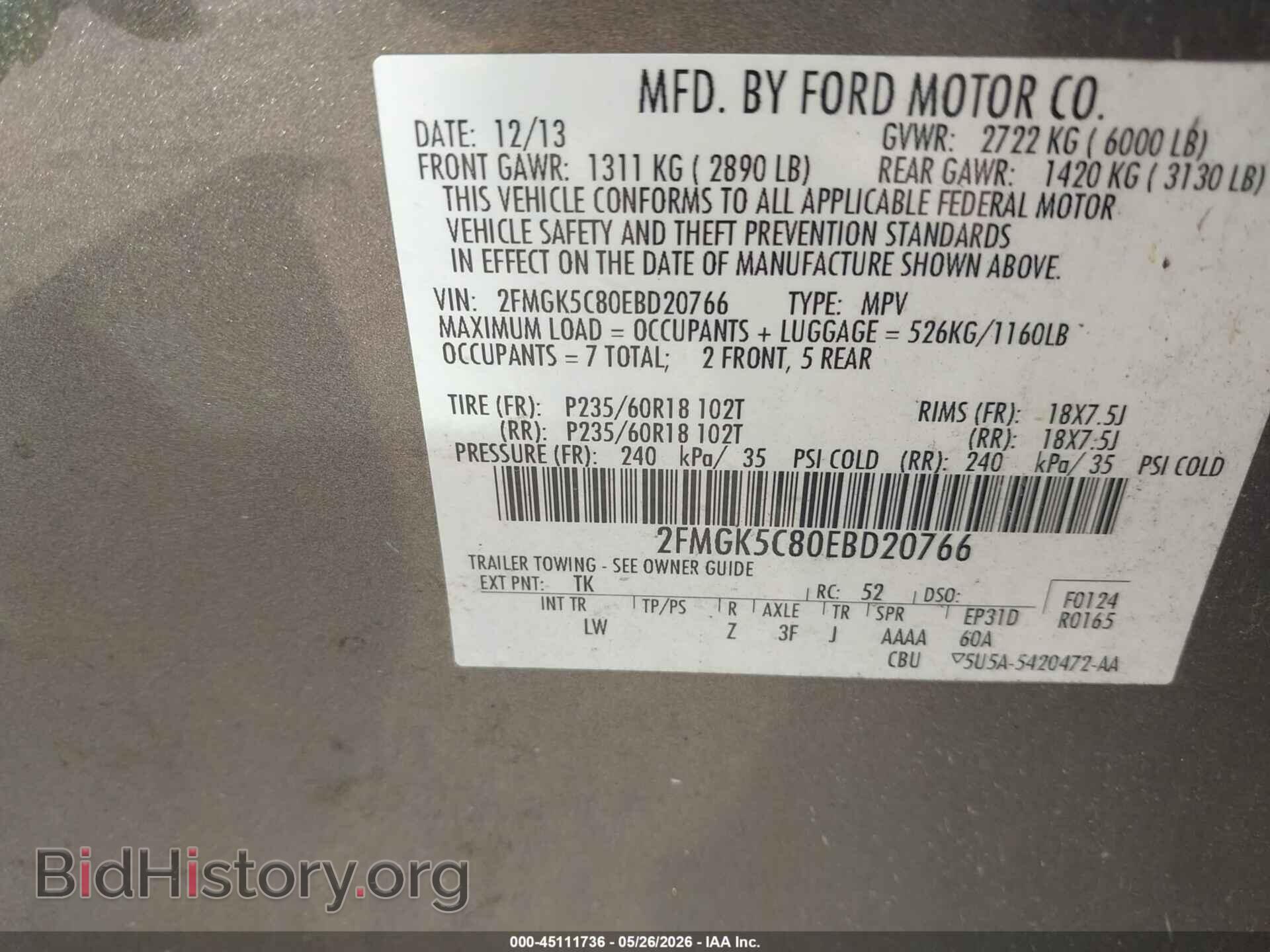 2014 FORD FLEX - VIN: 2FMGK5C80EBD20766 - Photo 9