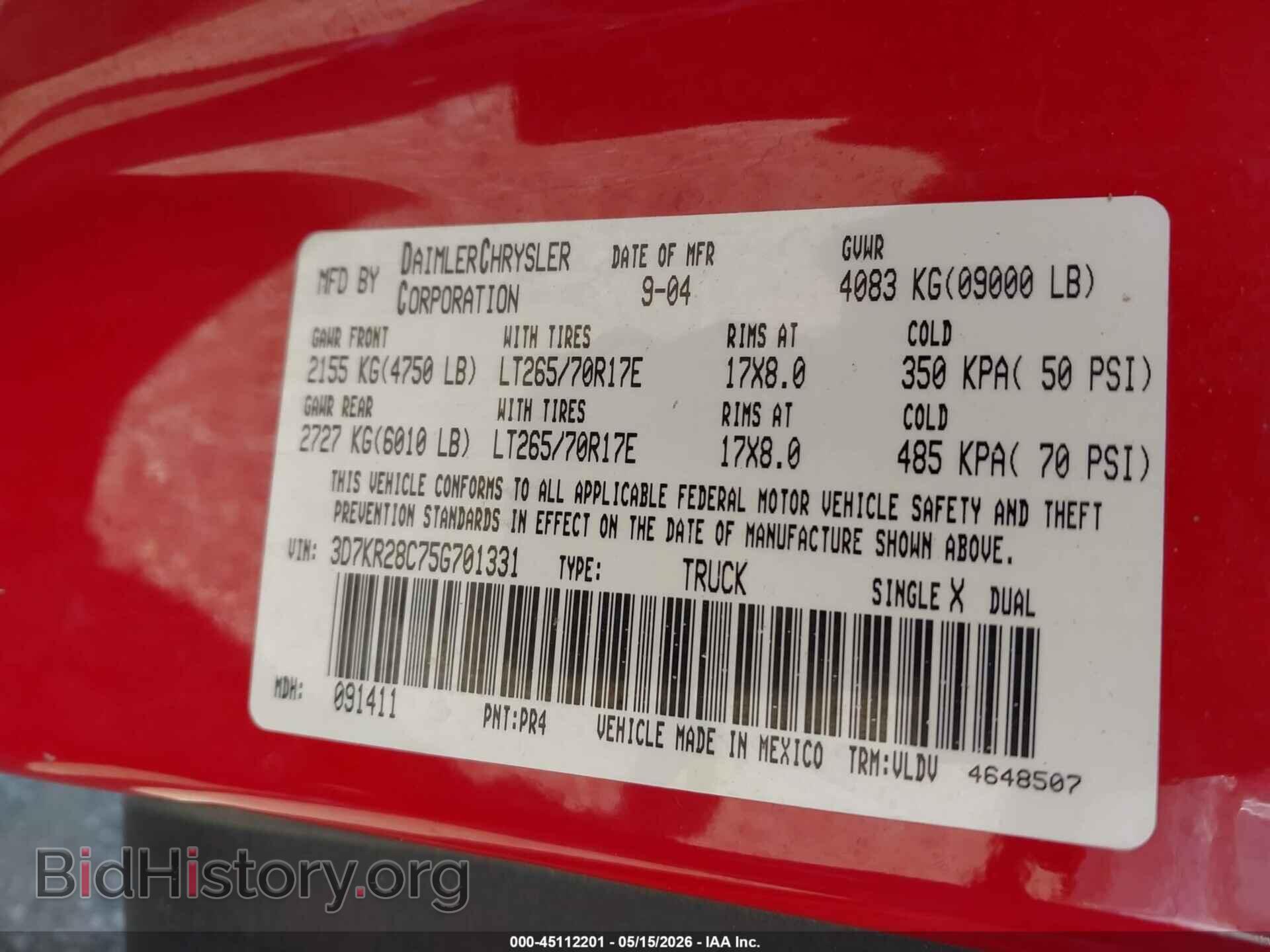 2005 DODGE RAM 2500 - VIN: 3D7KR28C75G701331 - Фото 9