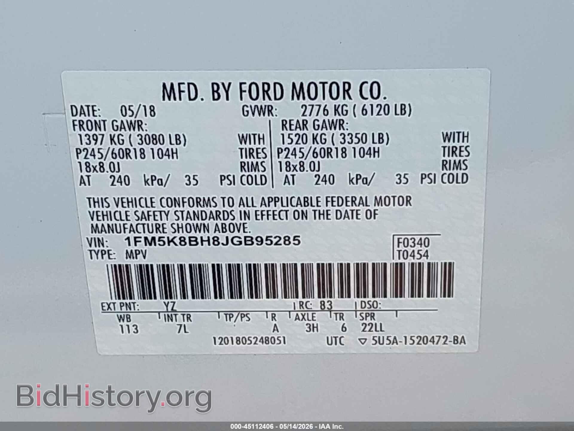 2018 FORD EXPLORER - VIN: 1FM5K8BH8JGB95285 - Photo 9