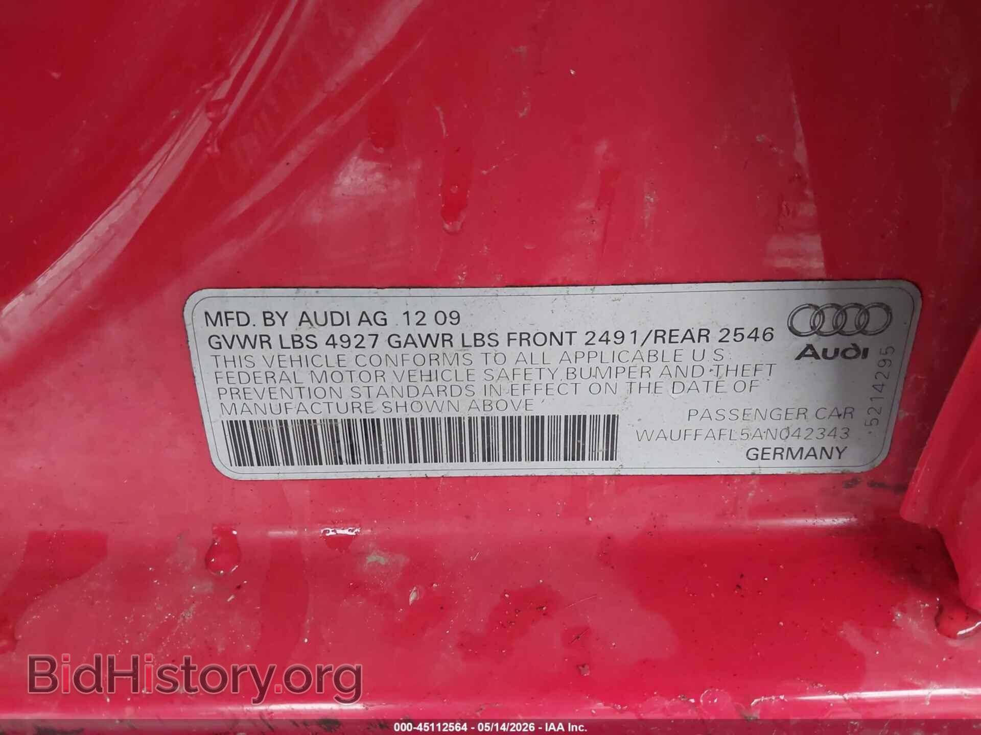 2010 AUDI A4 - VIN: WAUFFAFL5AN042343 - Фото 9