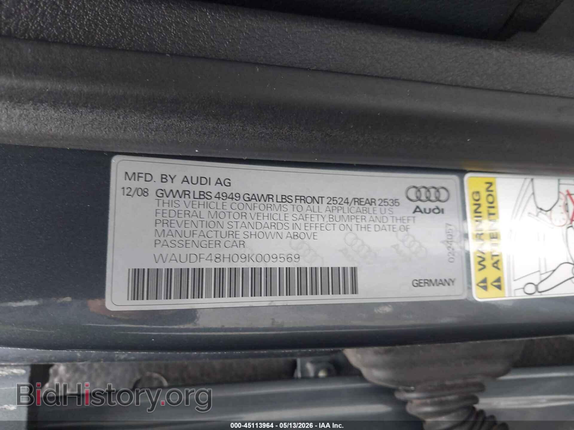 2009 AUDI A4 - VIN: WAUDF48H09K009569 - Фото 9