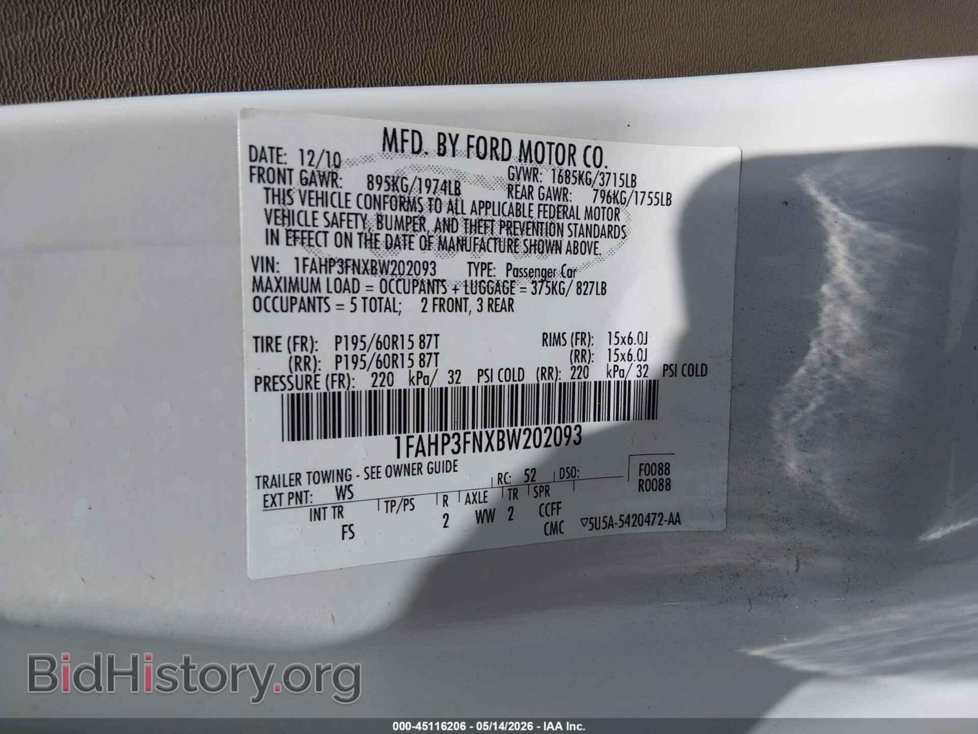2011 FORD FOCUS - VIN: 1FAHP3FNXBW202093 - Photo 9
