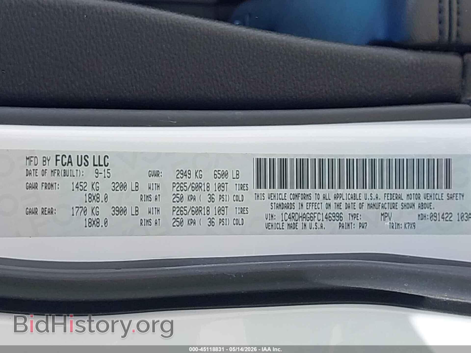 2015 DODGE DURANGO - VIN: 1C4RDHAG6FC146996 - Photo 9
