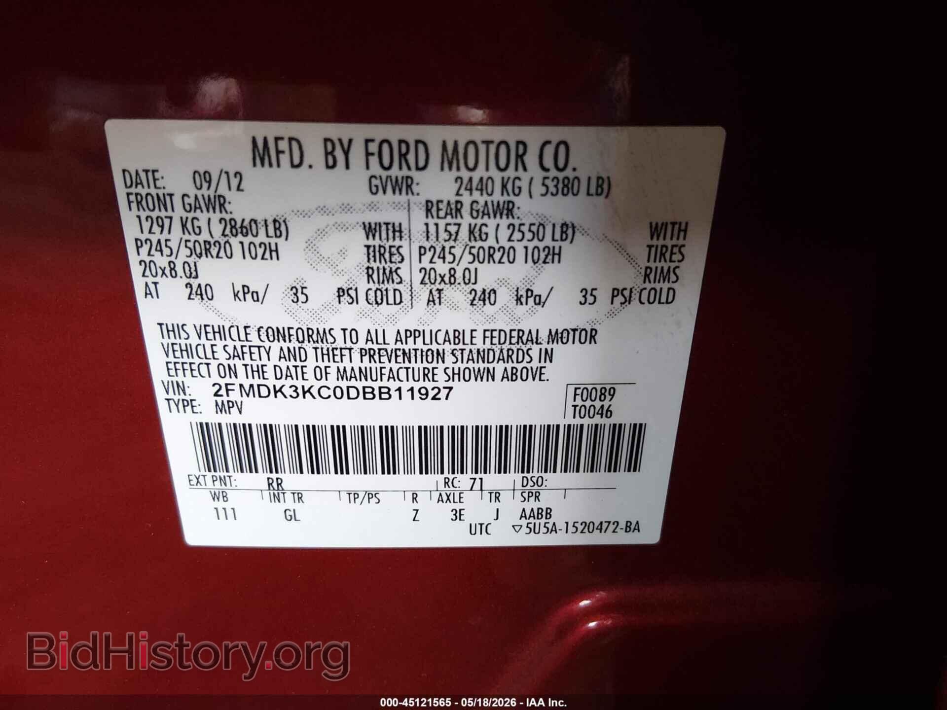 2013 FORD EDGE - VIN: 2FMDK3KC0DBB11927 - Photo 9