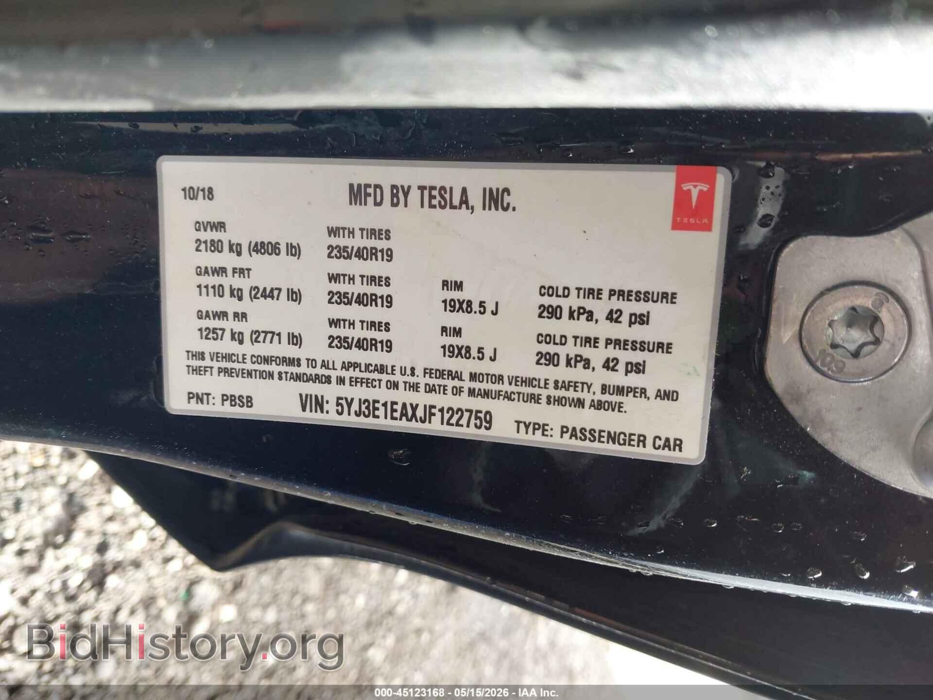 2018 TESLA MODEL 3 - VIN: 5YJ3E1EAXJF122759 - Photo 8