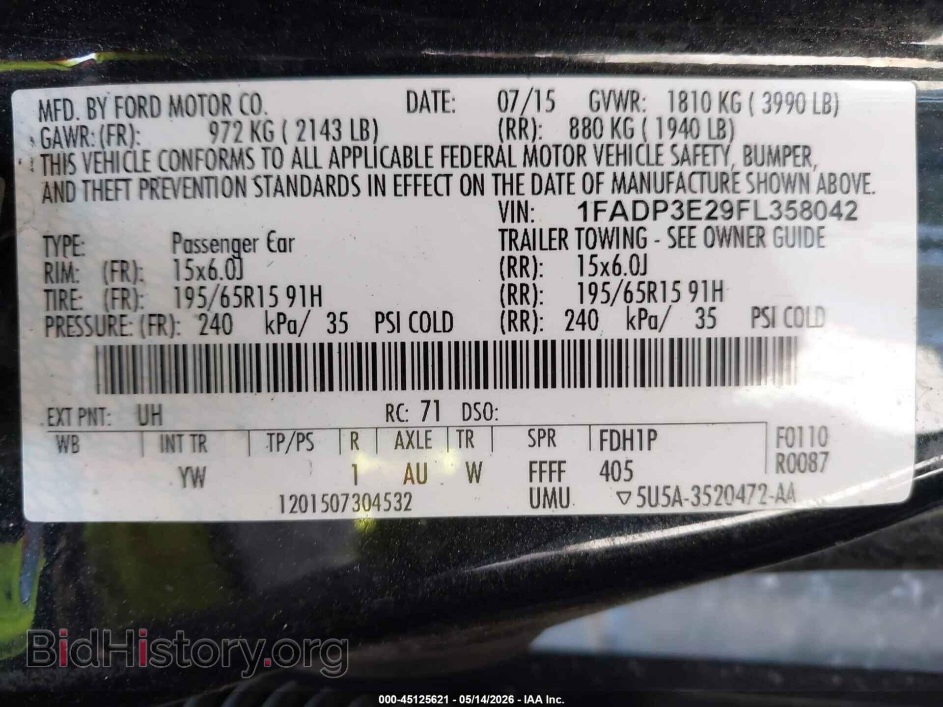 2015 FORD FOCUS - VIN: 1FADP3E29FL358042 - Фото 9