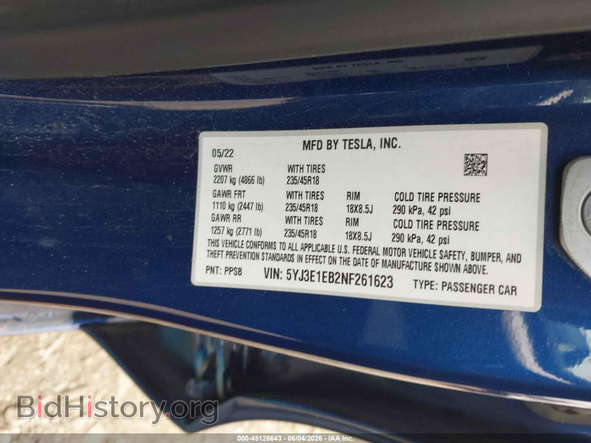 2022 TESLA MODEL 3 - VIN: 5YJ3E1EB2NF261623 - Фото 9