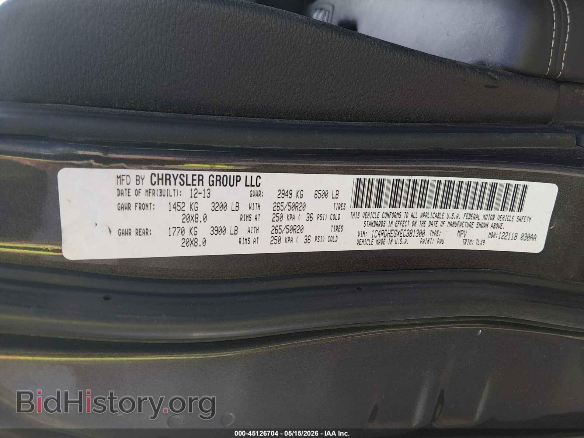 2014 DODGE DURANGO - VIN: 1C4RDHEGXEC381300 - Photo 9
