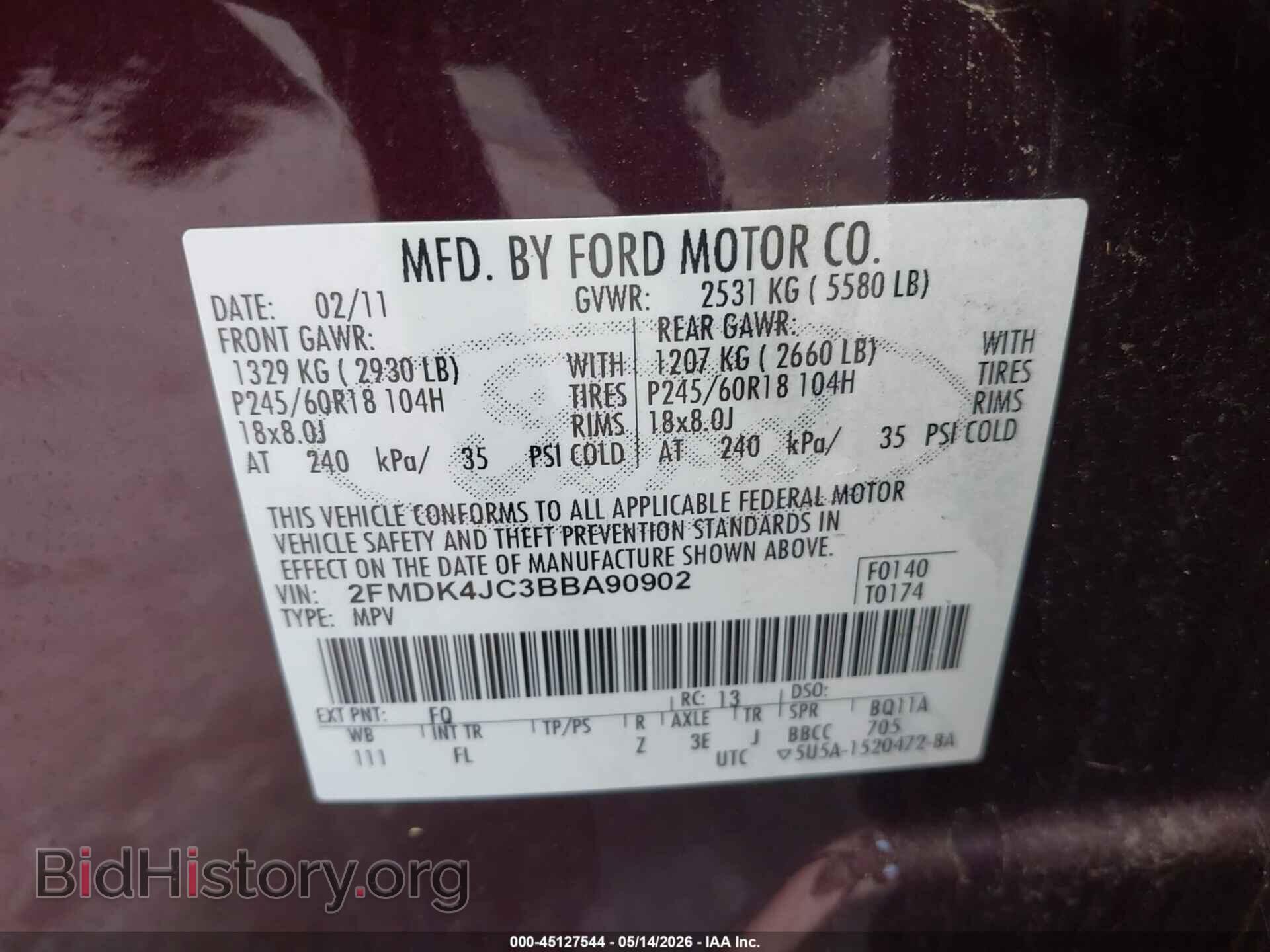 2011 FORD EDGE - VIN: 2FMDK4JC3BBA90902 - Фото 9