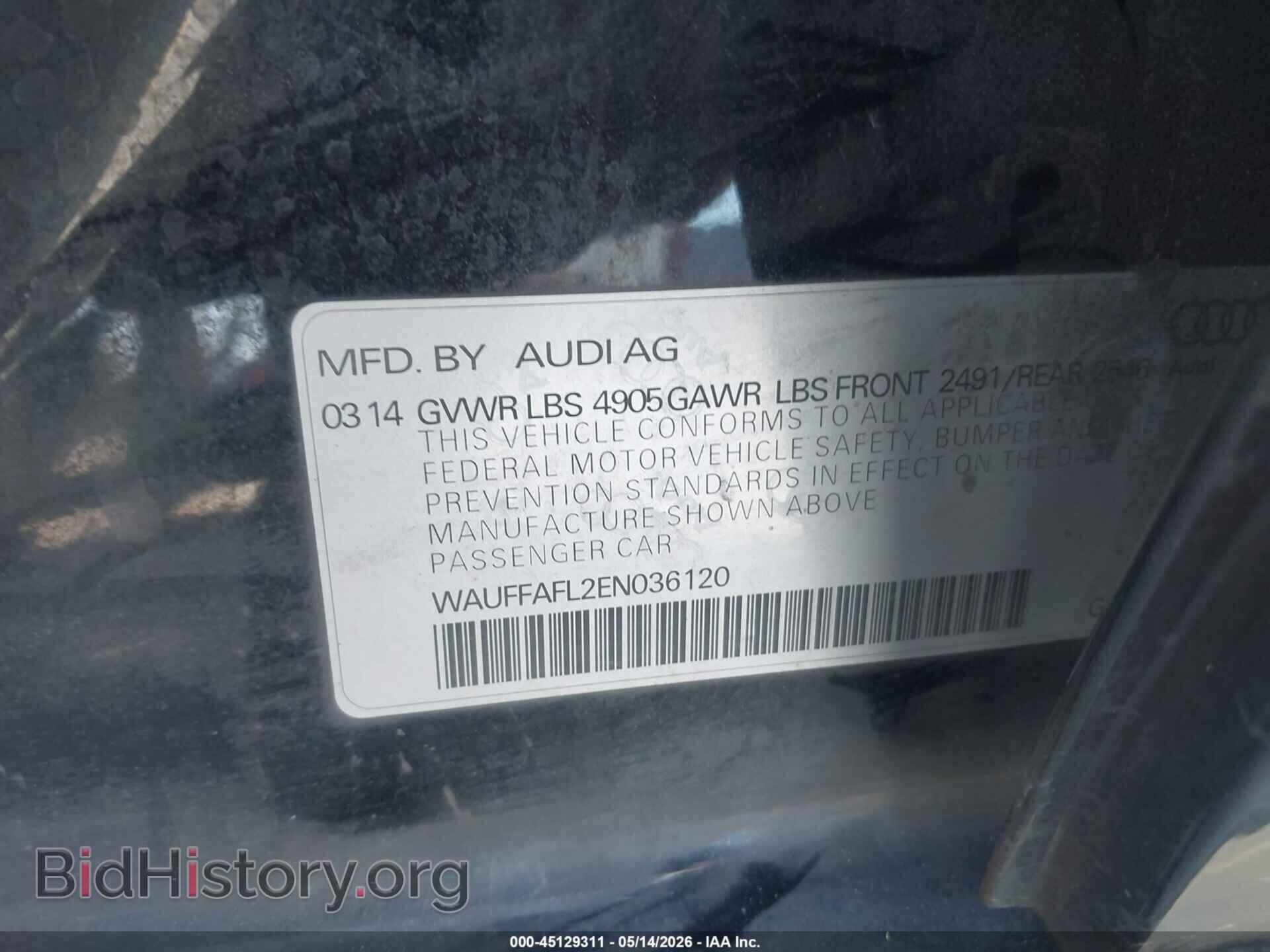 2014 AUDI A4 - VIN: WAUFFAFL2EN036120 - Фото 9
