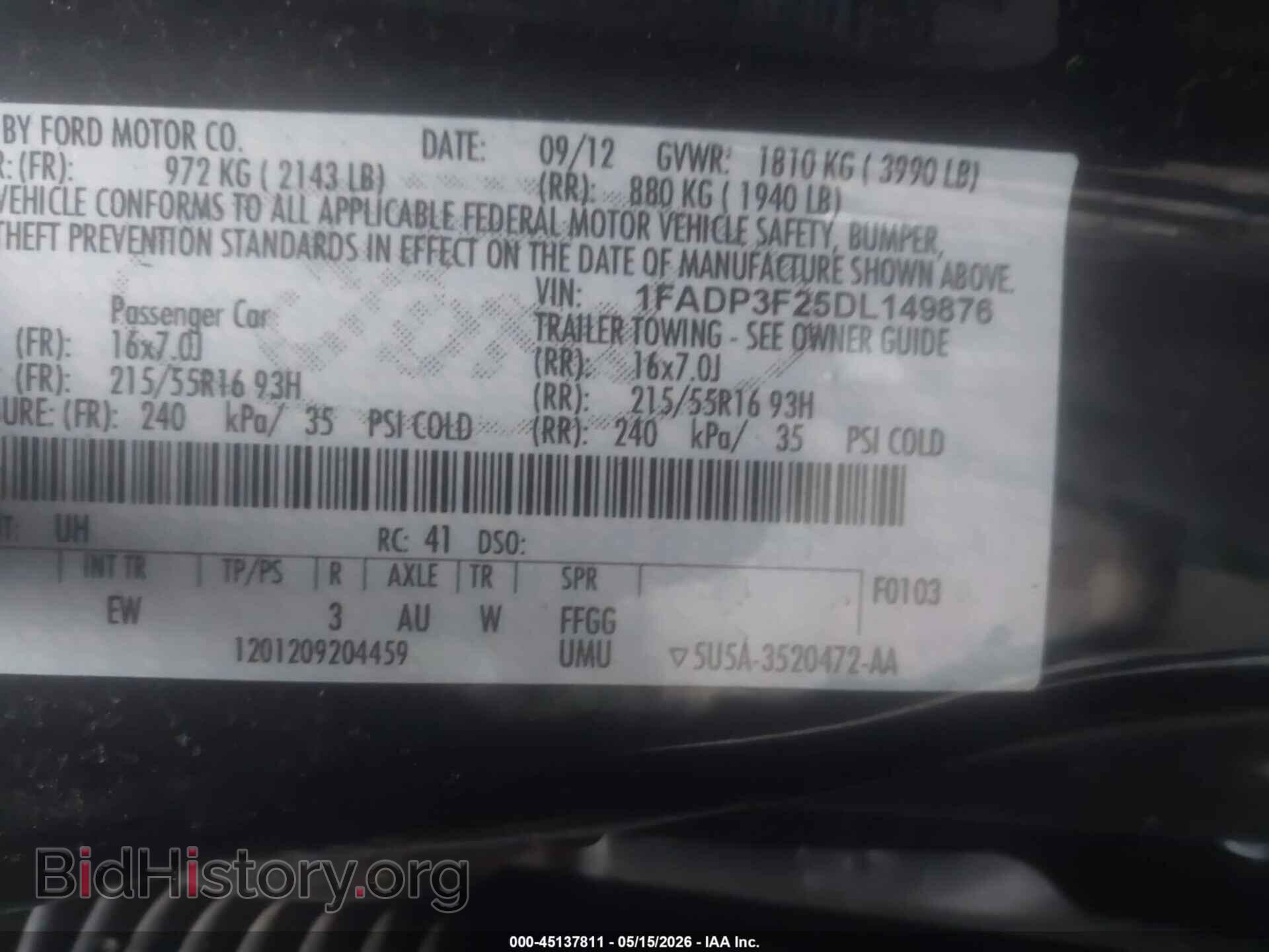 2013 FORD FOCUS - VIN: 1FADP3F25DL149876 - Фото 9