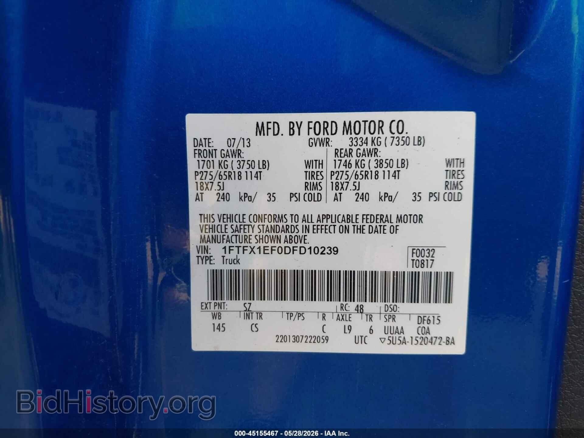 2013 FORD F-150 - VIN: 1FTFX1EF0DFD10239 - Photo 9
