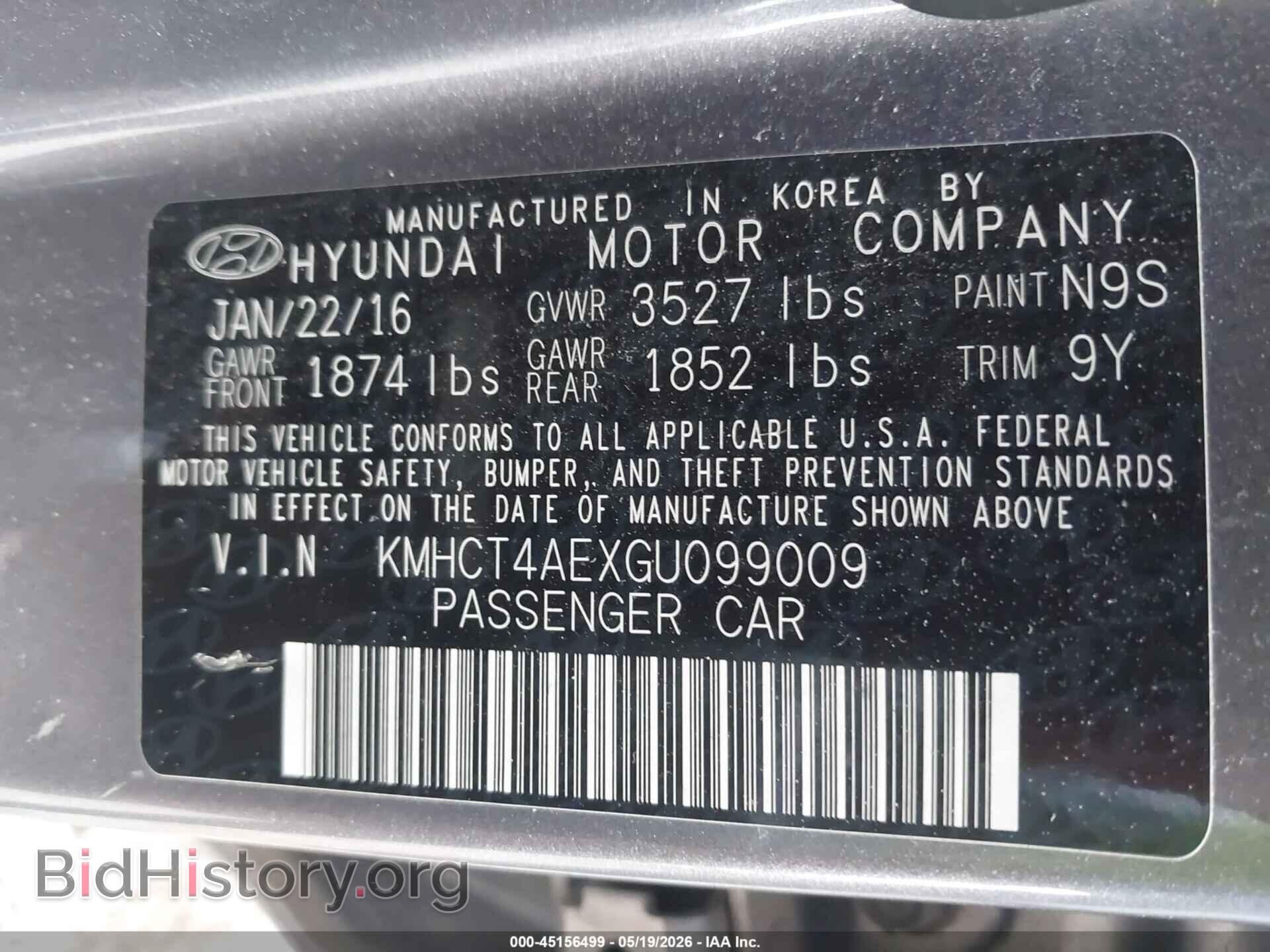 2016 HYUNDAI ACCENT - VIN: KMHCT4AEXGU099009 - Photo 9