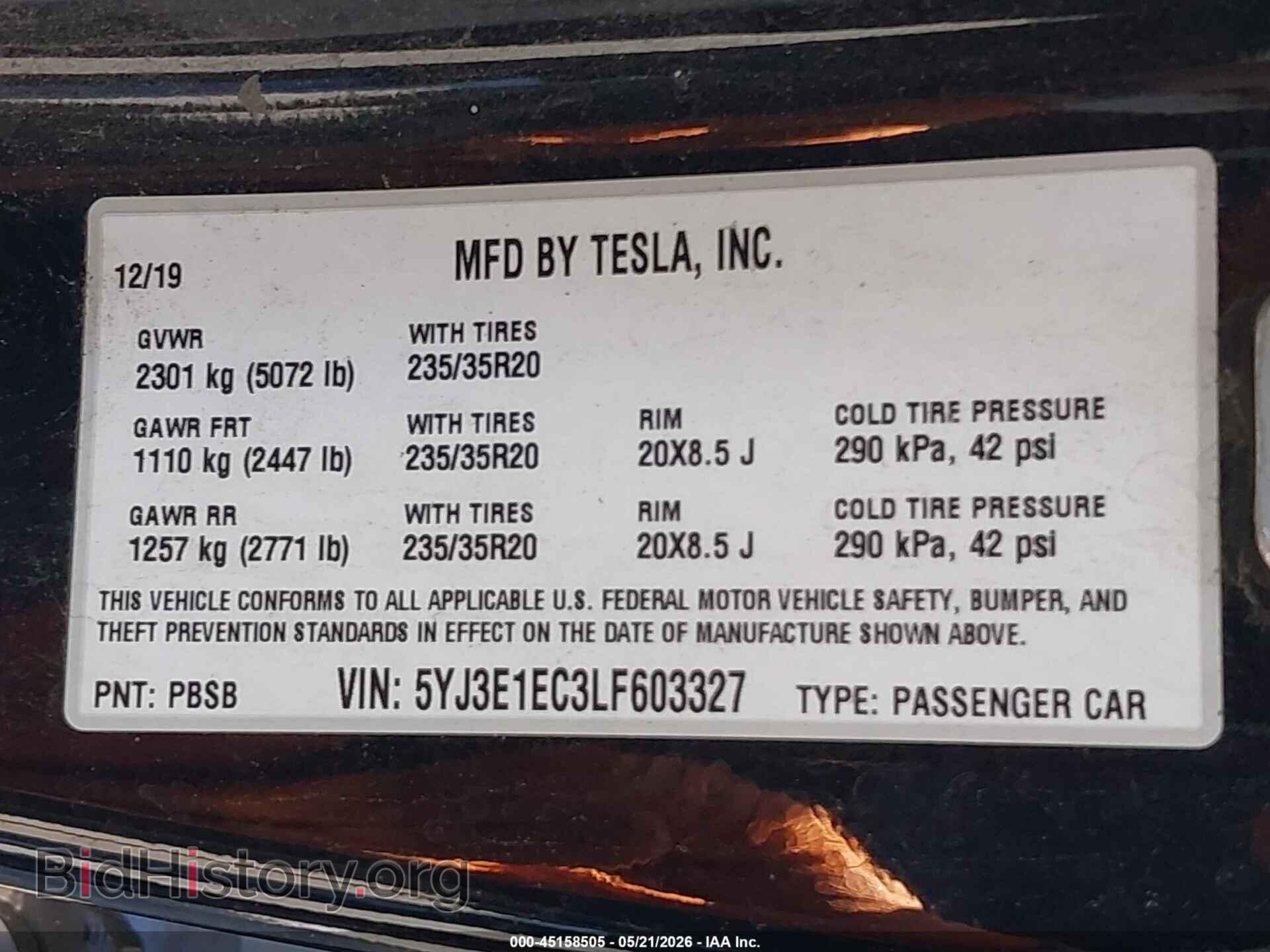 2020 TESLA MODEL 3 - VIN: 5YJ3E1EC3LF603327 - Фото 9