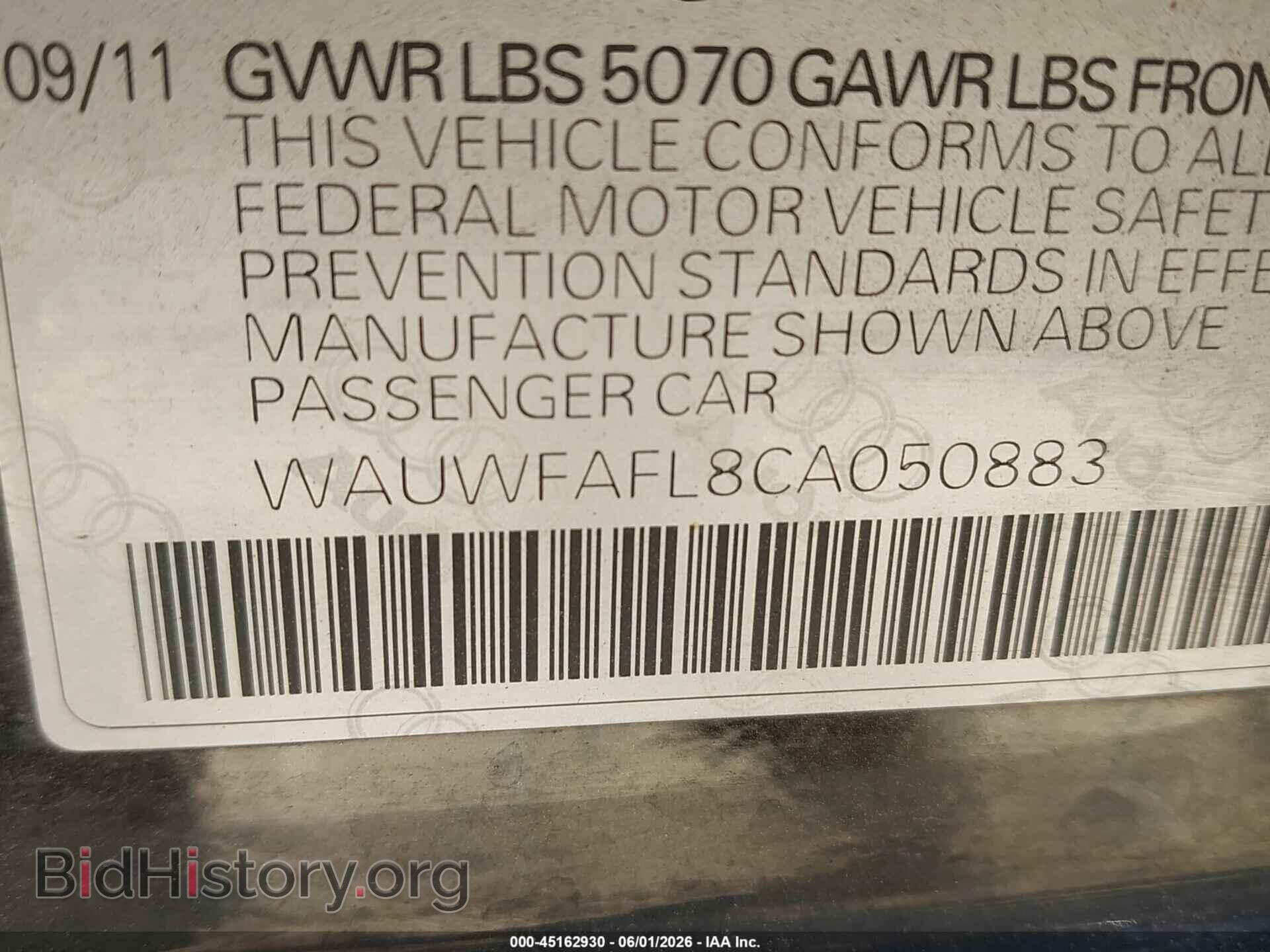 2012 AUDI A4 - VIN: WAUWFAFL8CA050883 - Фото 9