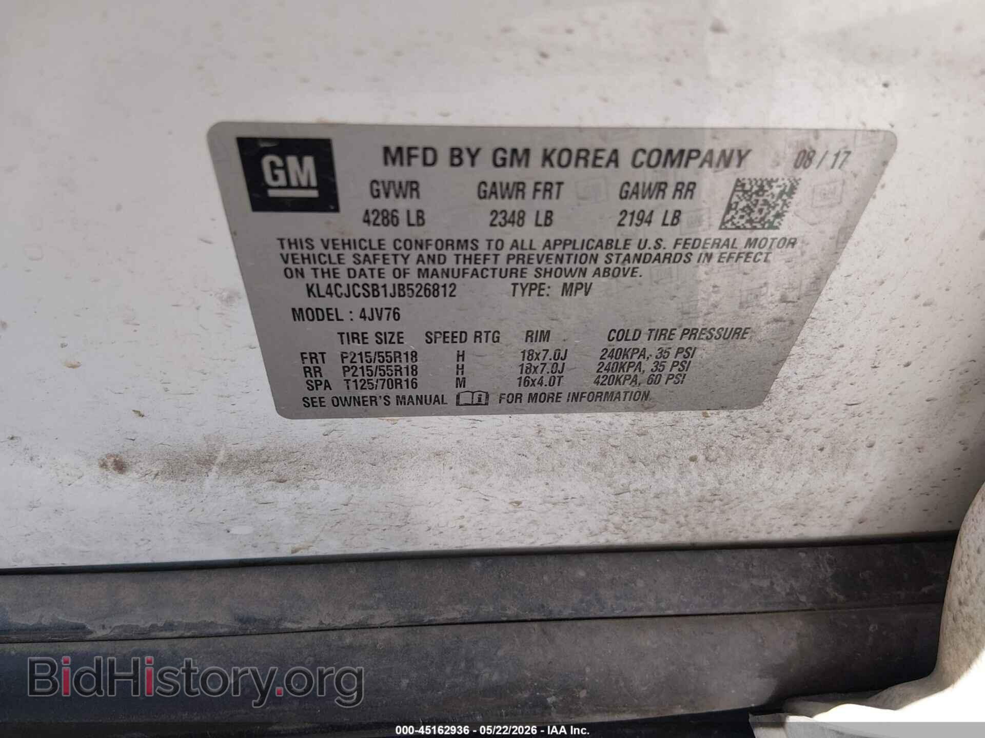 2018 BUICK ENCORE - VIN: KL4CJCSB1JB526812 - Photo 9