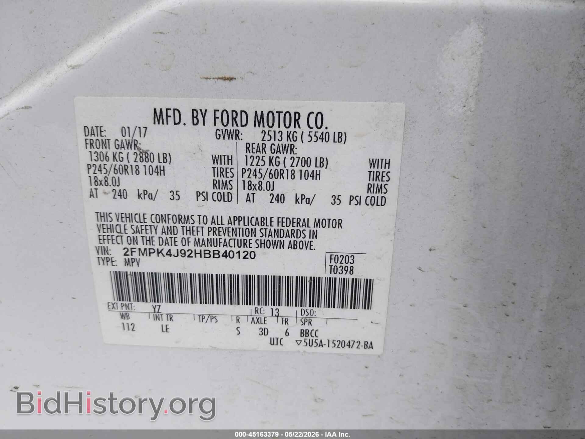 2017 FORD EDGE - VIN: 2FMPK4J92HBB40120 - Photo 9