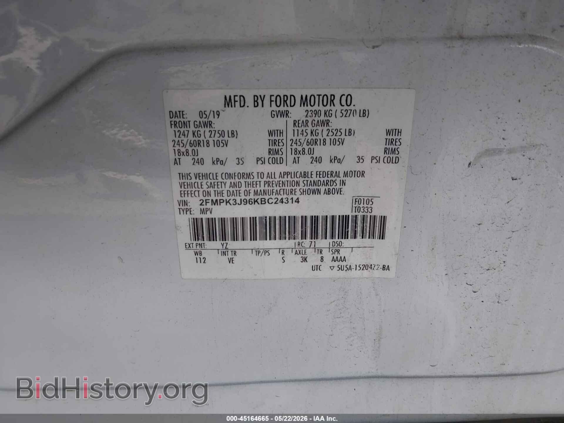 2019 FORD EDGE - VIN: 2FMPK3J96KBC24314 - Photo 9