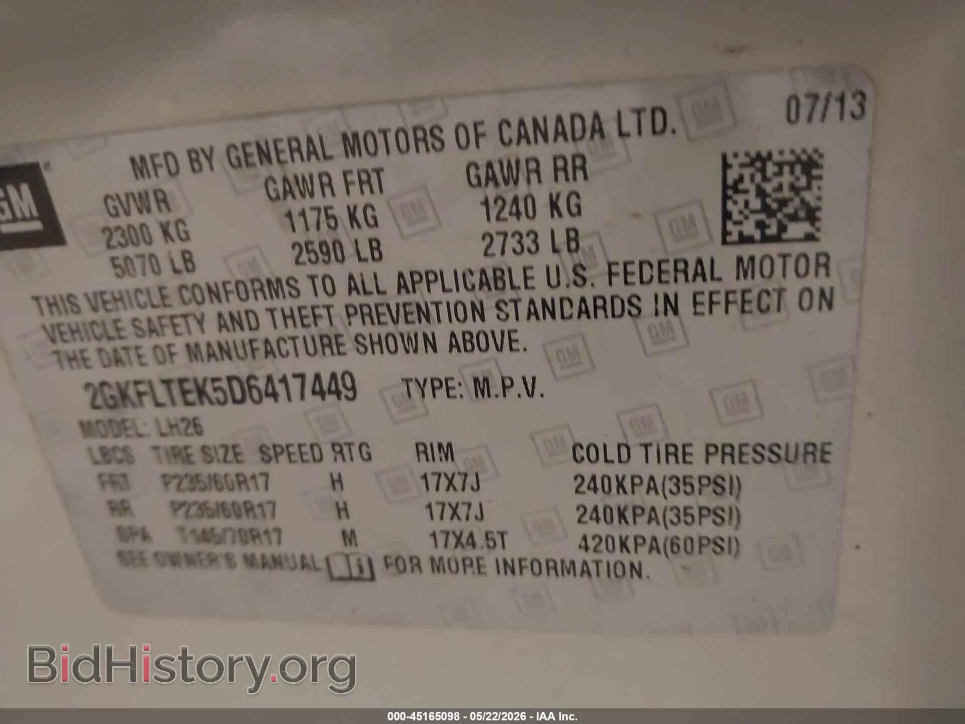 2013 GMC TERRAIN - VIN: 2GKFLTEK5D6417449 - Фото 9