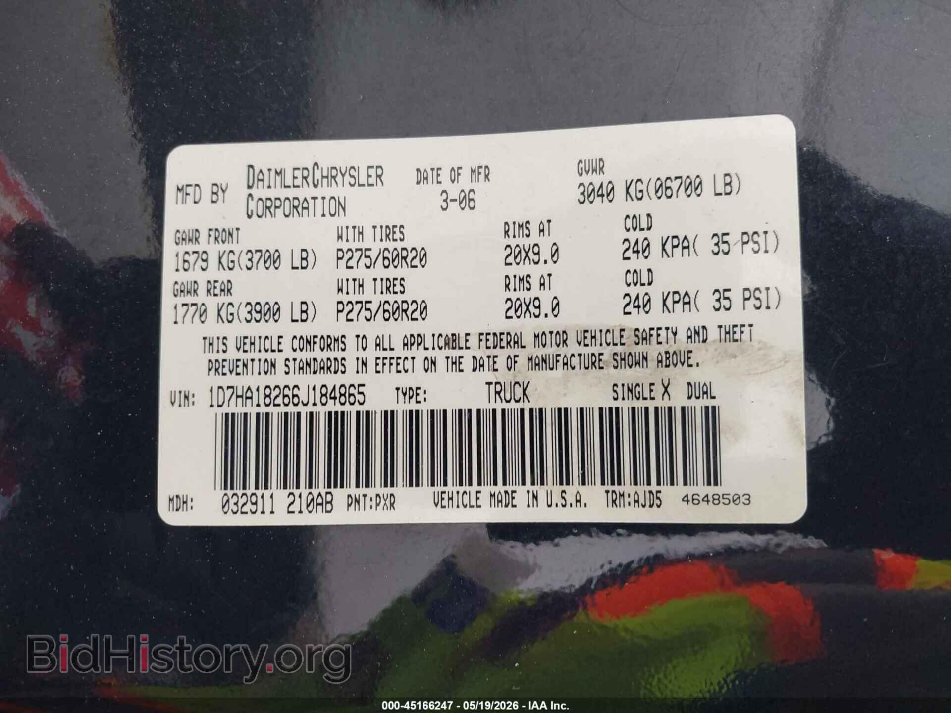 2006 DODGE RAM 1500 - VIN: 1D7HA18266J184865 - Фото 9