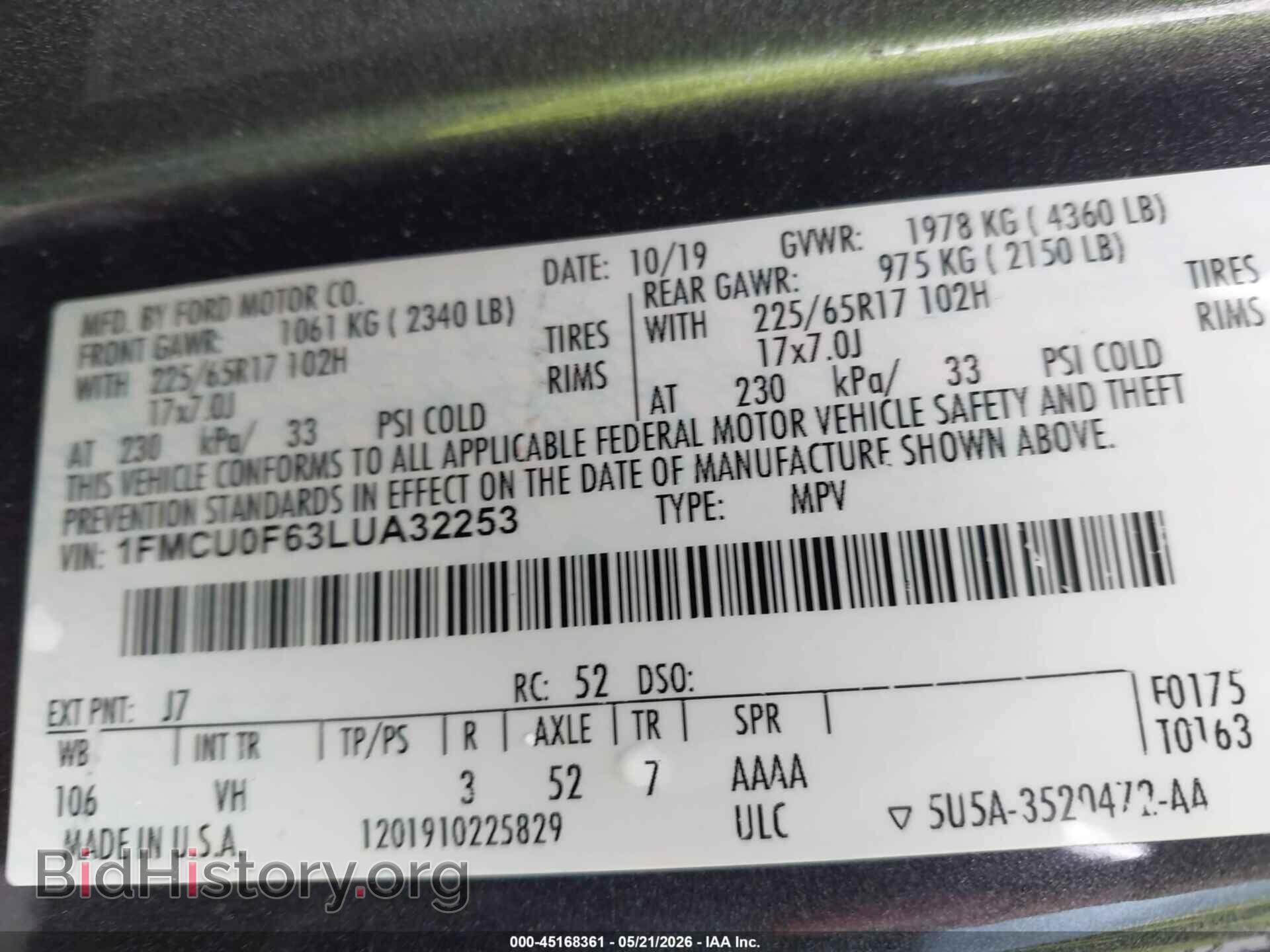 2020 FORD ESCAPE - VIN: 1FMCU0F63LUA32253 - Photo 9