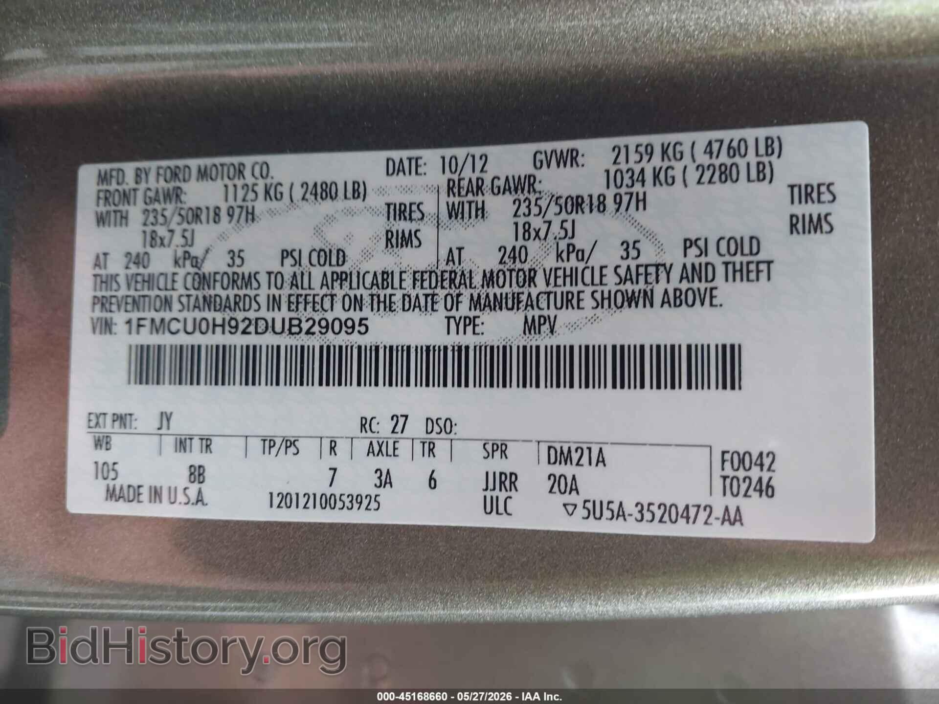 2013 FORD ESCAPE - VIN: 1FMCU0H92DUB29095 - Photo 9