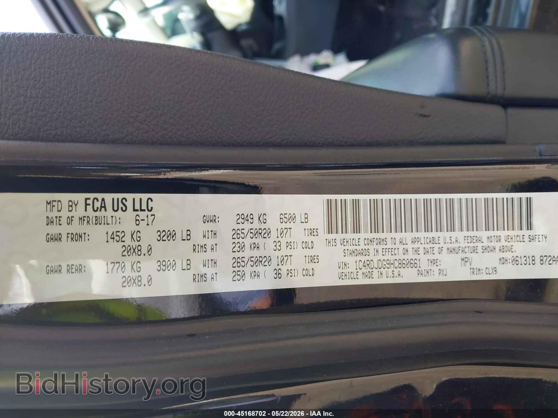 2017 DODGE DURANGO - VIN: 1C4RDJDG9HC860661 - Photo 9