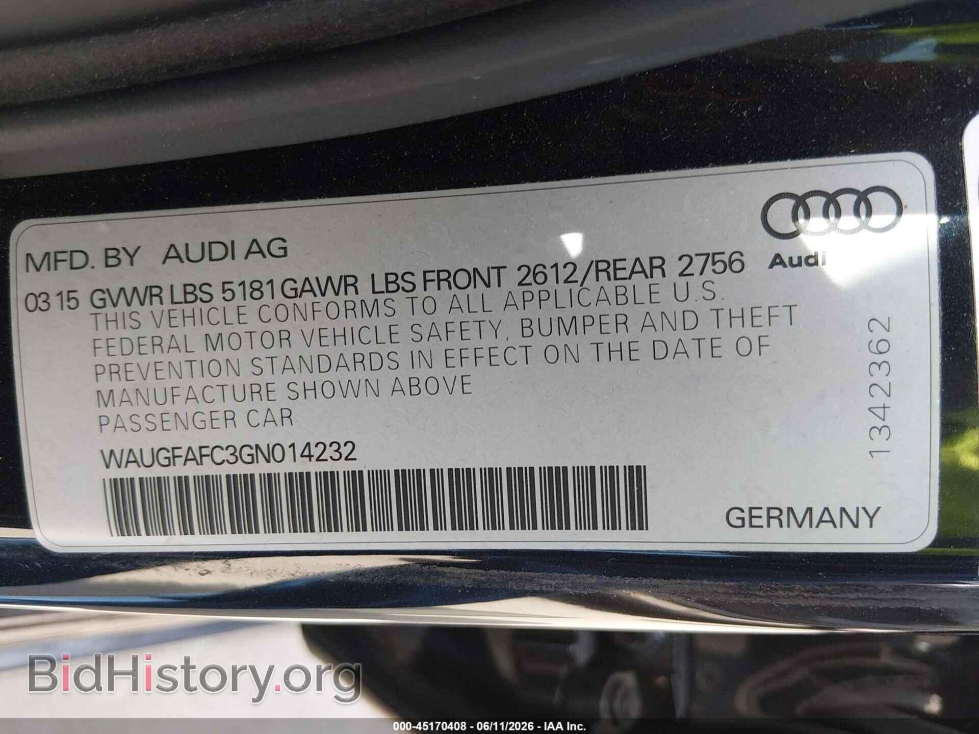 2016 AUDI A6 - VIN: WAUGFAFC3GN014232 - Фото 9