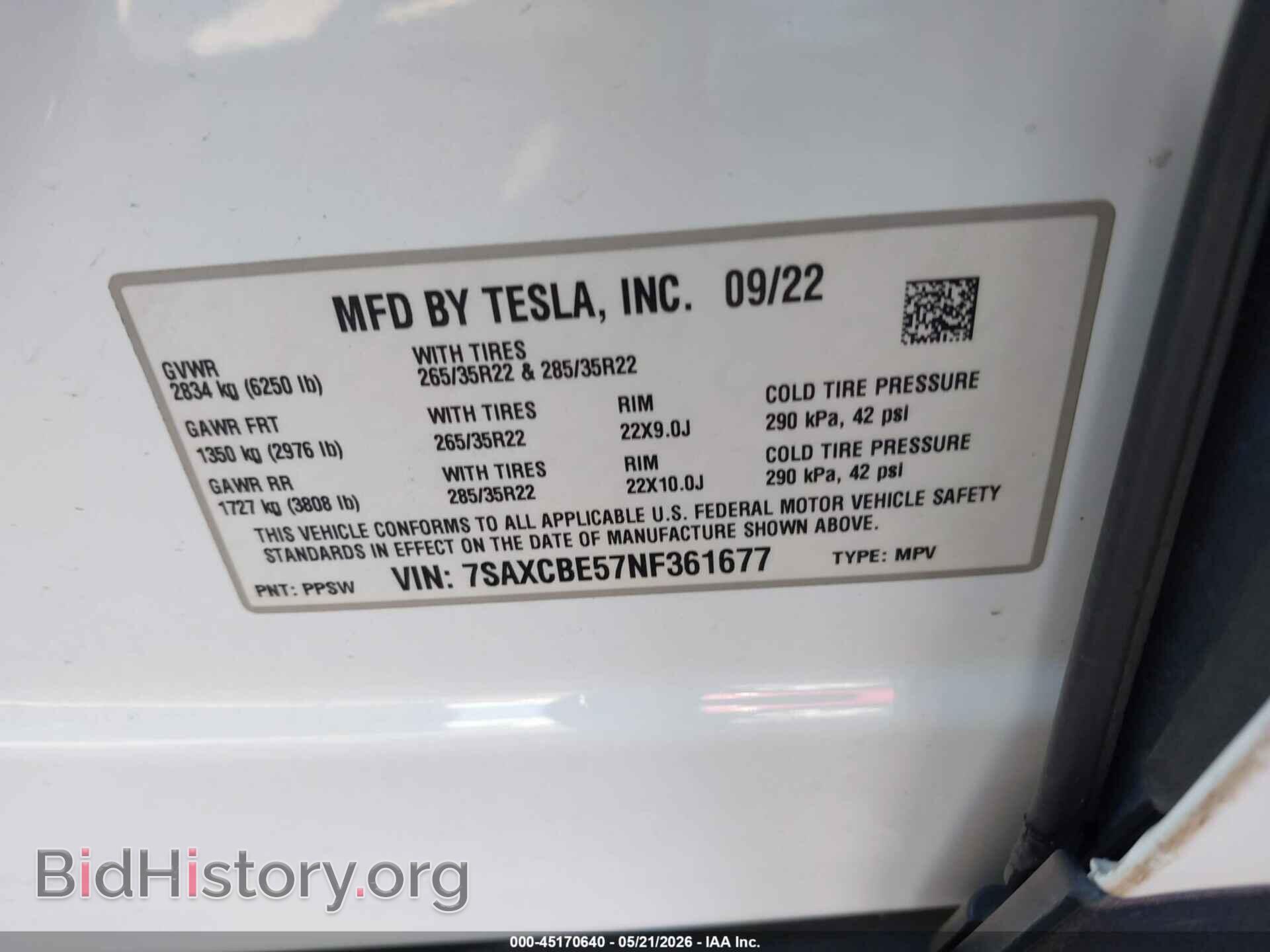 2022 TESLA MODEL X - VIN: 7SAXCBE57NF361677 - Фото 9