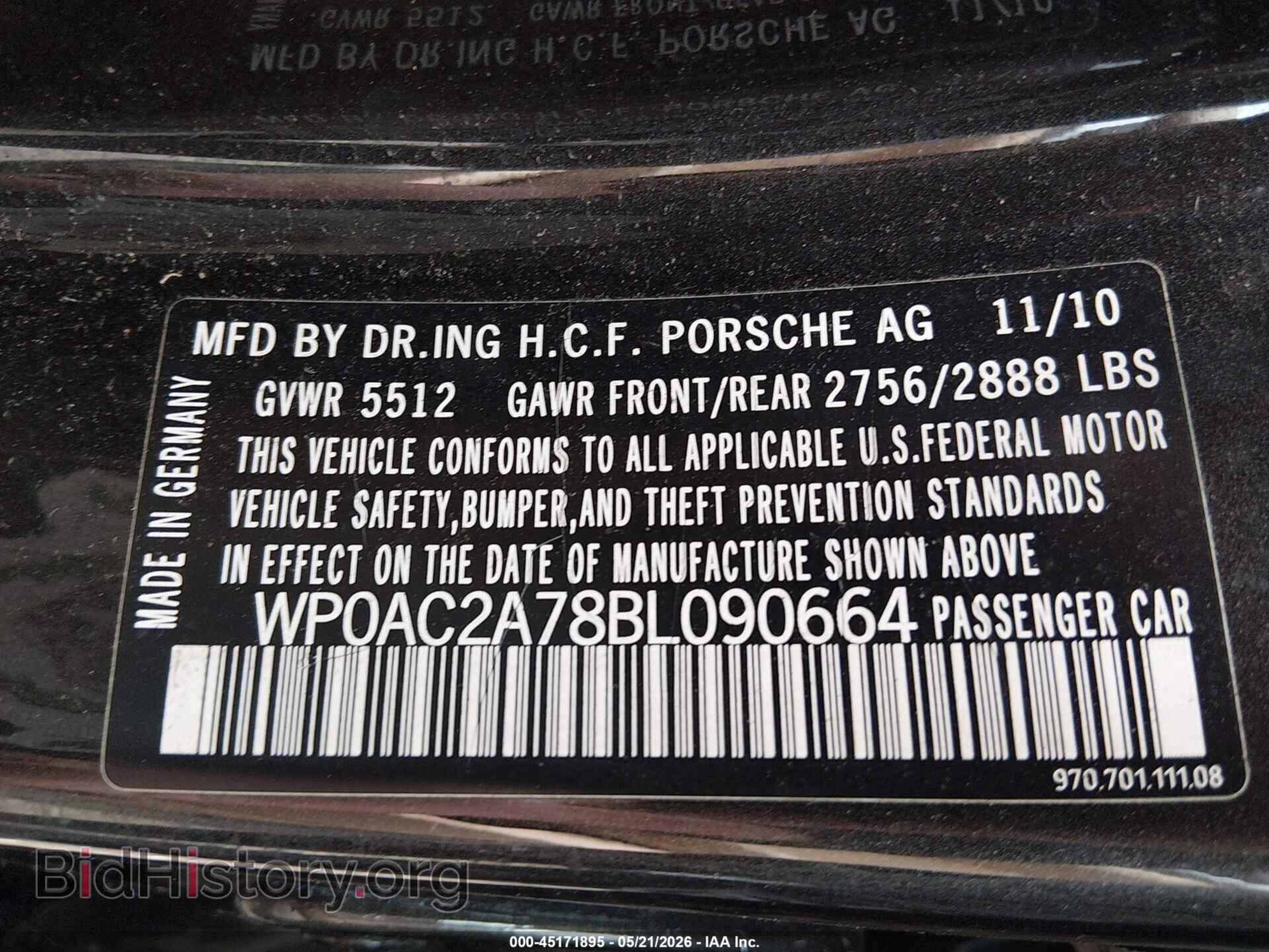 2011 PORSCHE PANAMERA - VIN: WP0AC2A78BL090664 - Фото 9