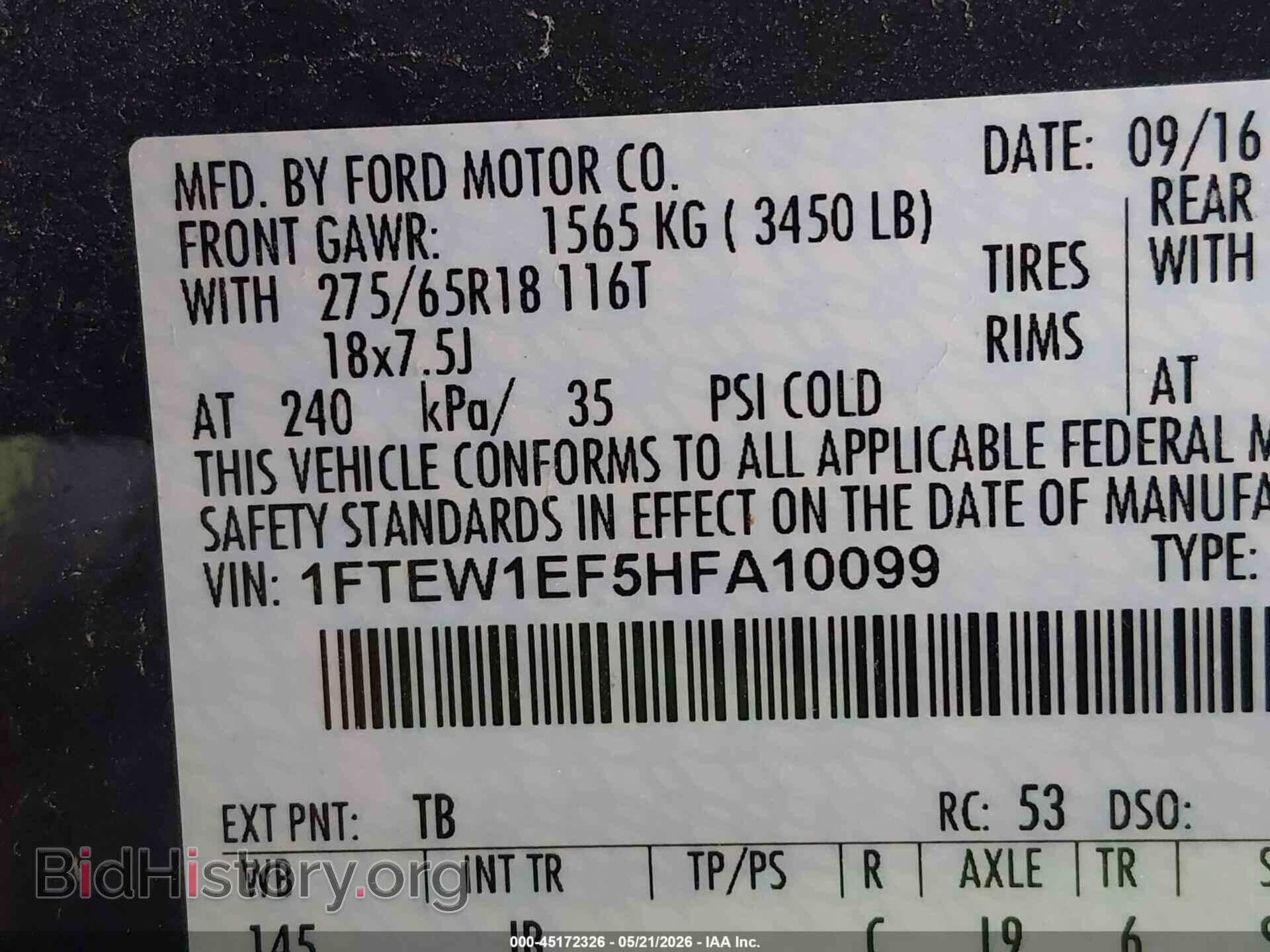 2017 FORD F-150 - VIN: 1FTEW1EF5HFA10099 - Photo 9